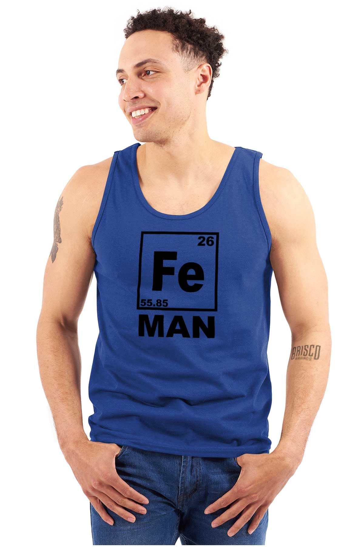 Fe Iron Science Elements Superhero Graphic Tank Top - Sleeveless Muscle Tee for Men | Perfect for Gym, Cosplay & Comic Conventions