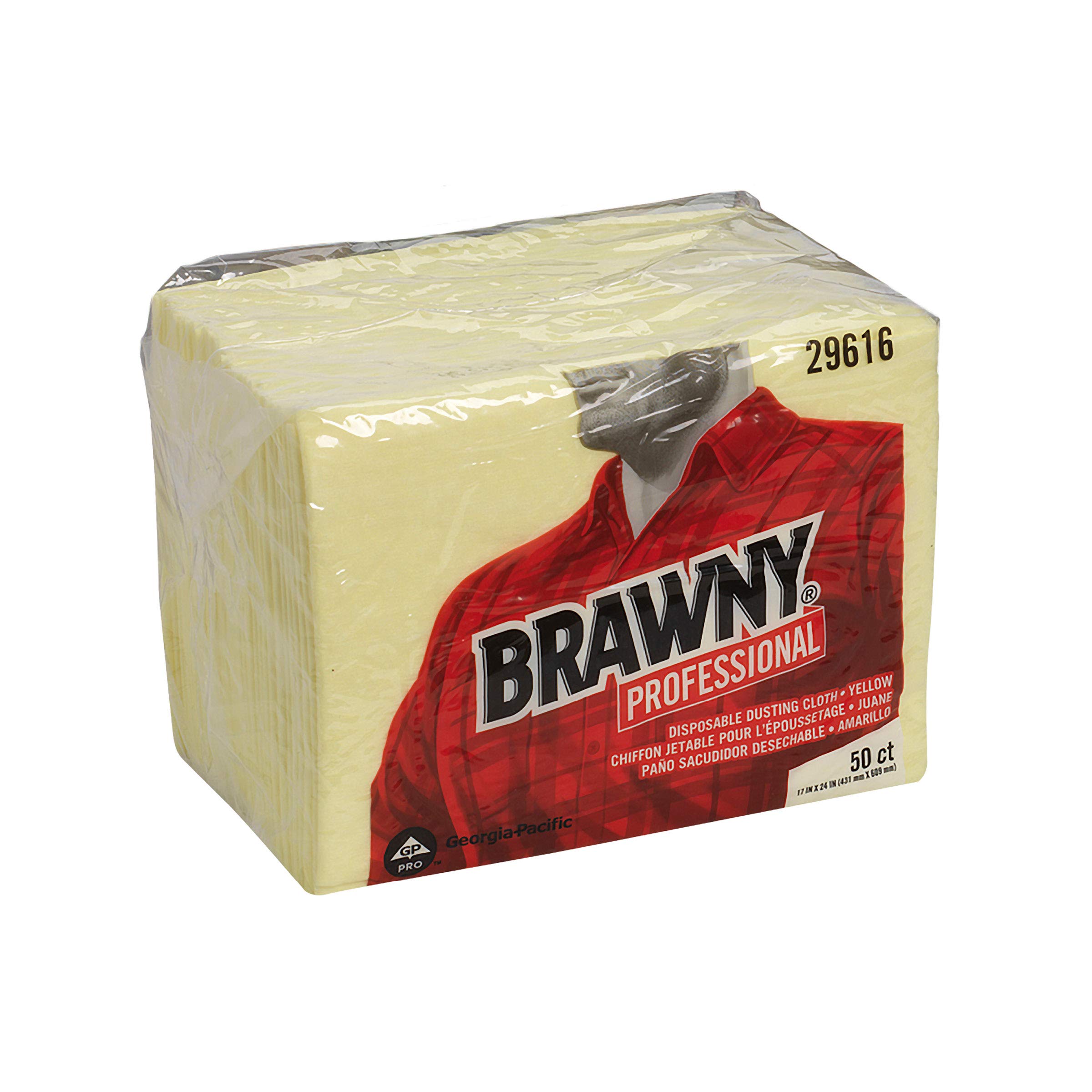 Brawny Yellow 1/8 Fold Disposable Dusting Cloths - 24