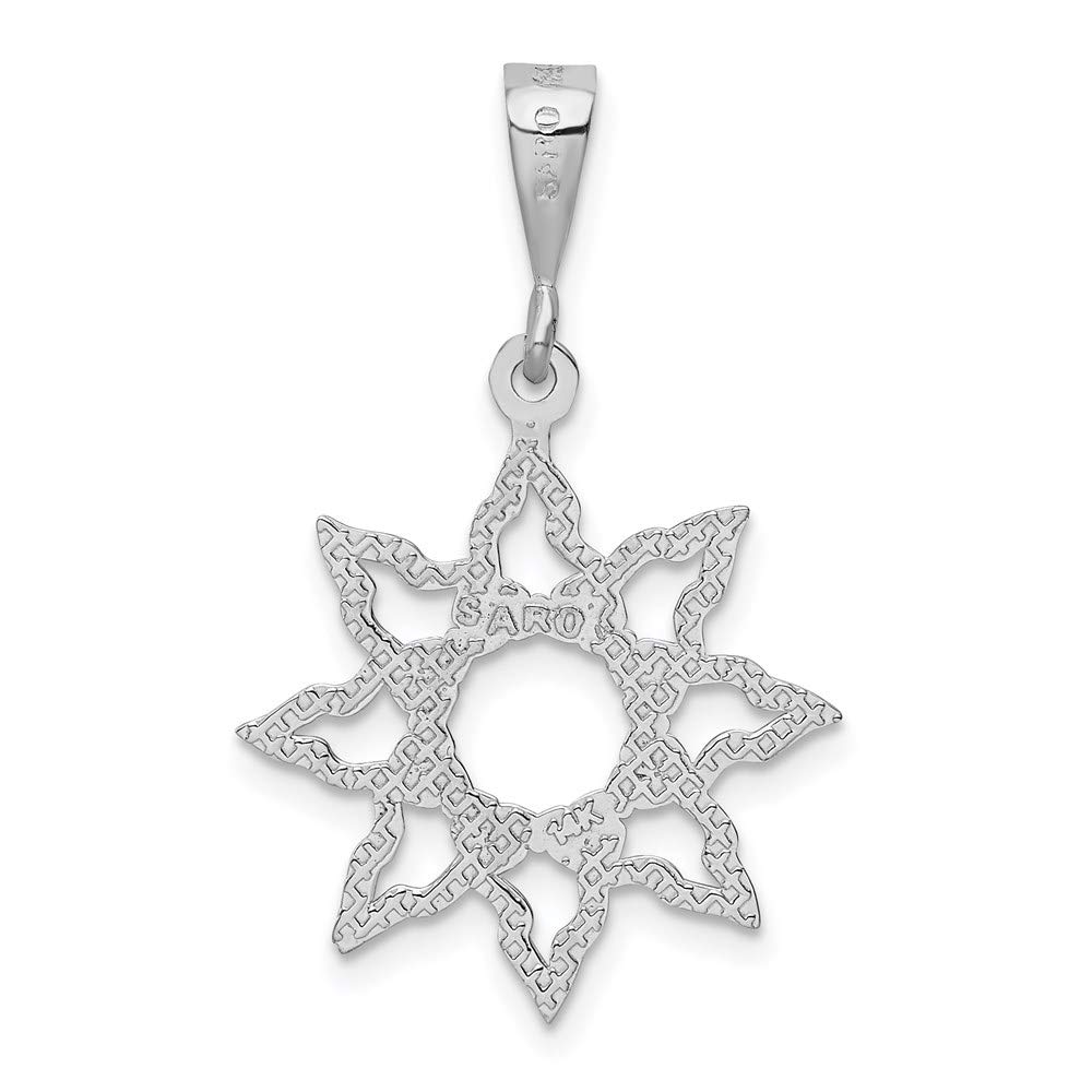 14K White Gold Solid Sun Charm Pendant Necklace for Women - Elegant Solar Jewelry for Everyday Wear, Gifts & Special Occasions