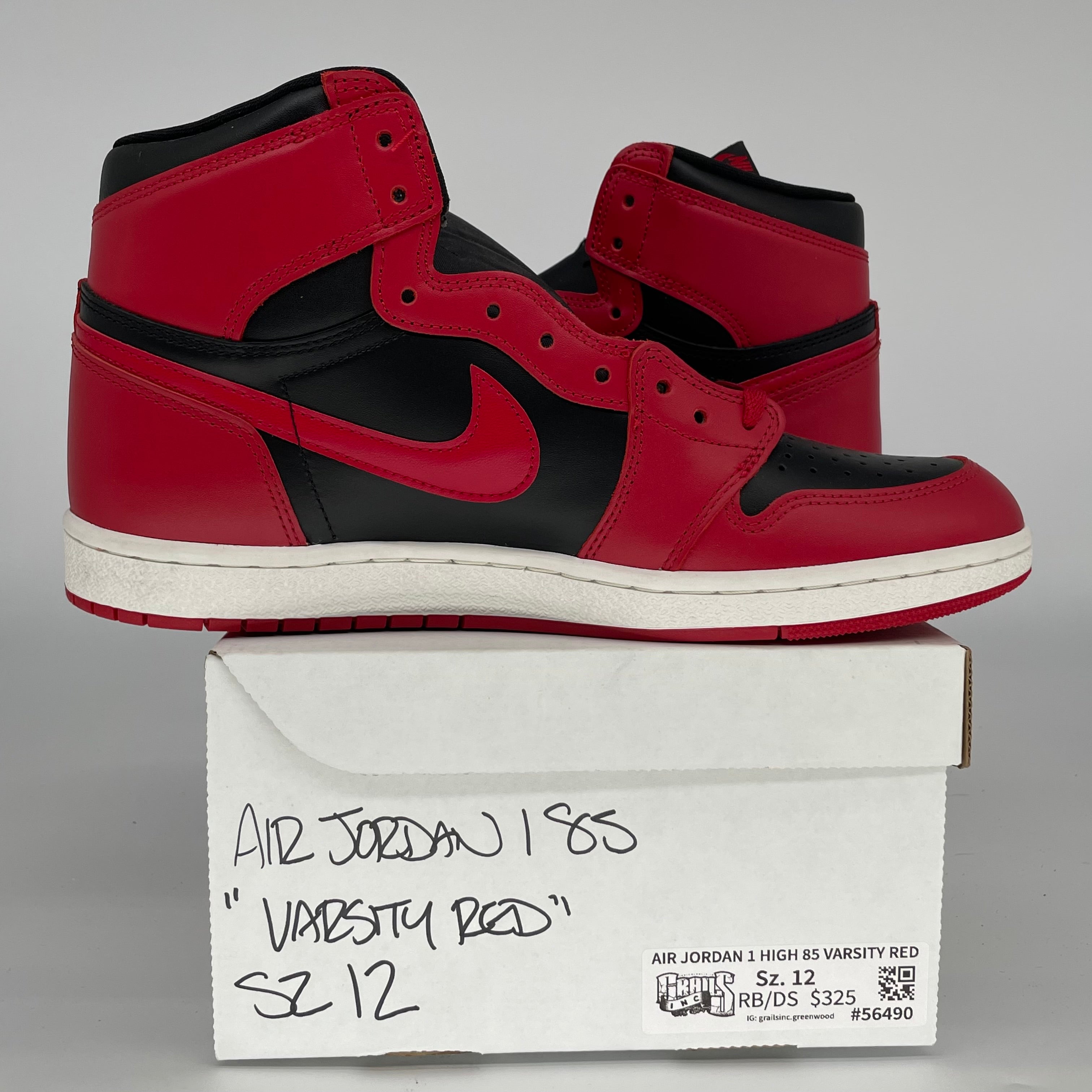 Original Air Jordan 1 '85 Varsity Red Men's Basketball Shoes - Size 12 (BQ4422-600) | Retro High-Top Sneakers for Streetwear & Casual Outfits