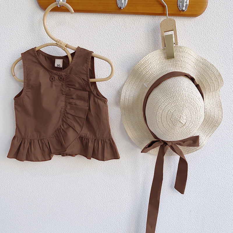 Baby Girl Sleeveless Babydoll Top & Wide Leg Pants 2-Piece Outfit Set - Cute Toddler Summer Clothes for Playdate, Beach & Photoshoot
