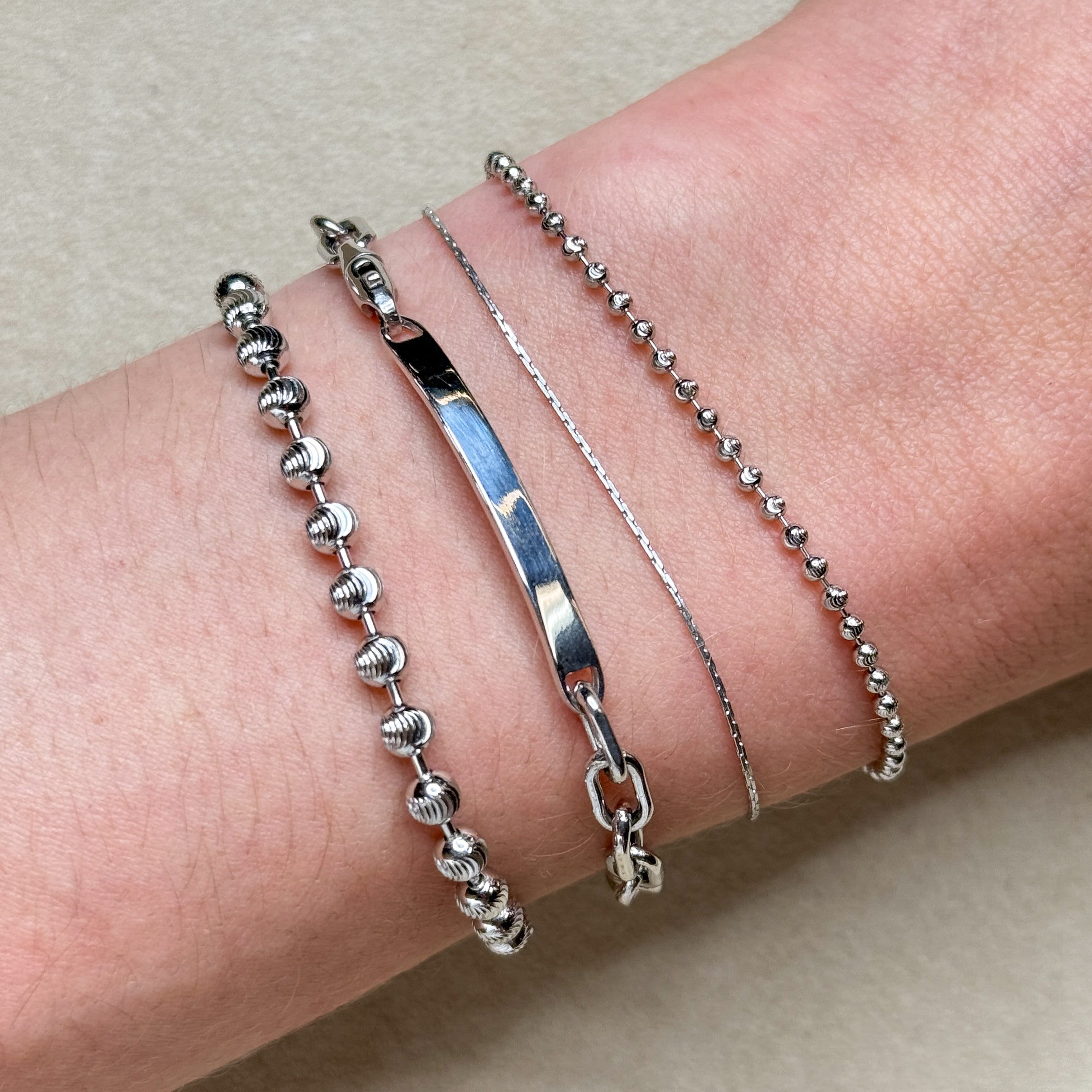 Moon Cut Bead Chain Bracelet for Women - Elegant Adjustable Silver Gold Jewelry Gift for Birthday, Anniversary, Party & Everyday Wear