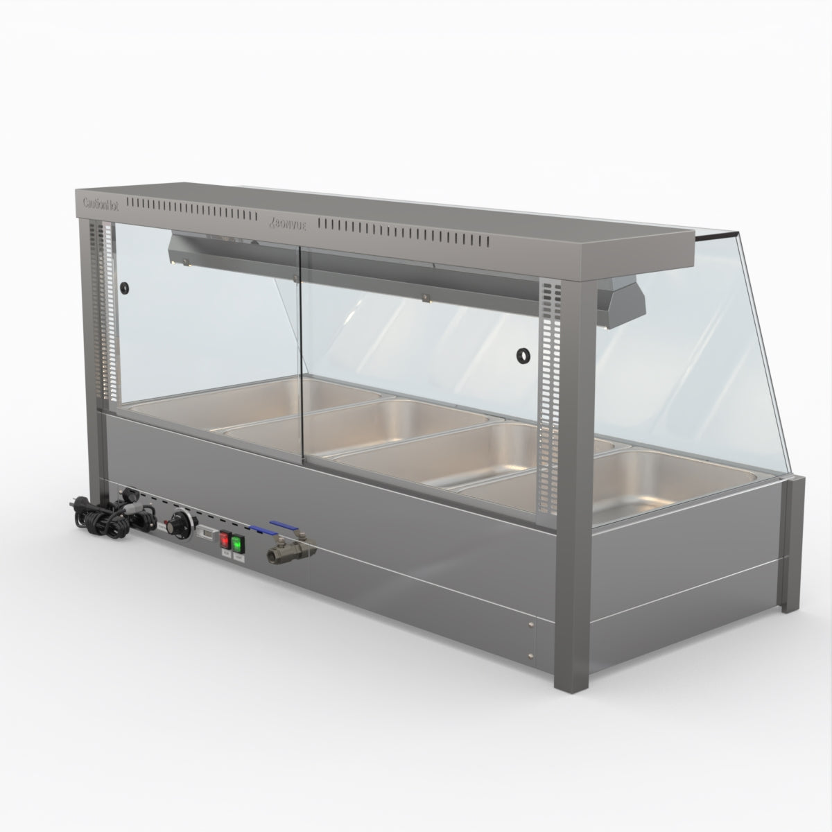 Bonvue BM14TC Angled Countertop Wet and Dry Bain Marie Food Warmer - Perfect for Restaurants, Buffets & Catering Events