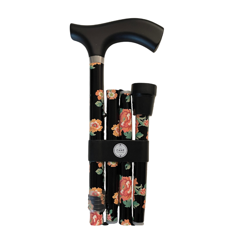The Cane Collective Night Carnations Cane - Elegant Walking Cane for Men & Women, Lightweight & Durable for Daily Use, Travel & Outdoor Activities