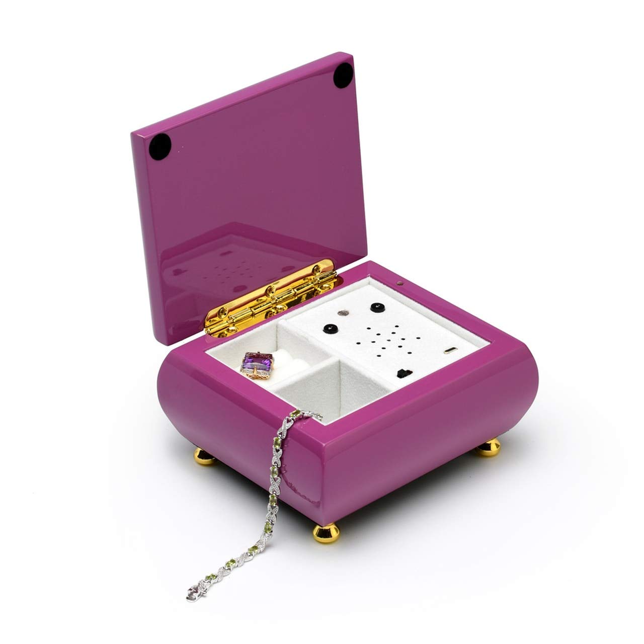 Vibrant Hi-Gloss Lavender USB Sound Module Music Jewelry Box - L2 - On/Off Switch, Motion Sensor, USB Rechargeable (30+ Songs) - Perfect for Gift Giving, Jewelry Storage & Home Decor