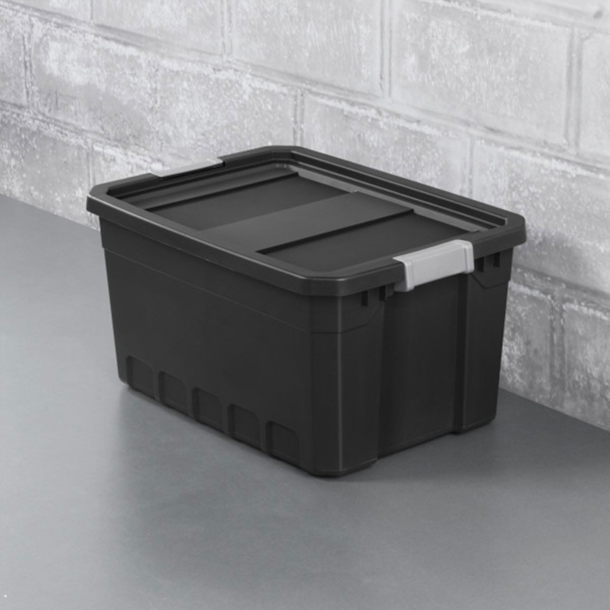 Sterilite 6-Pack 19 Gallon Black Plastic Storage Bins with Lids - Stackable Organizing Containers for Home, Office, Garage & Closet Organization