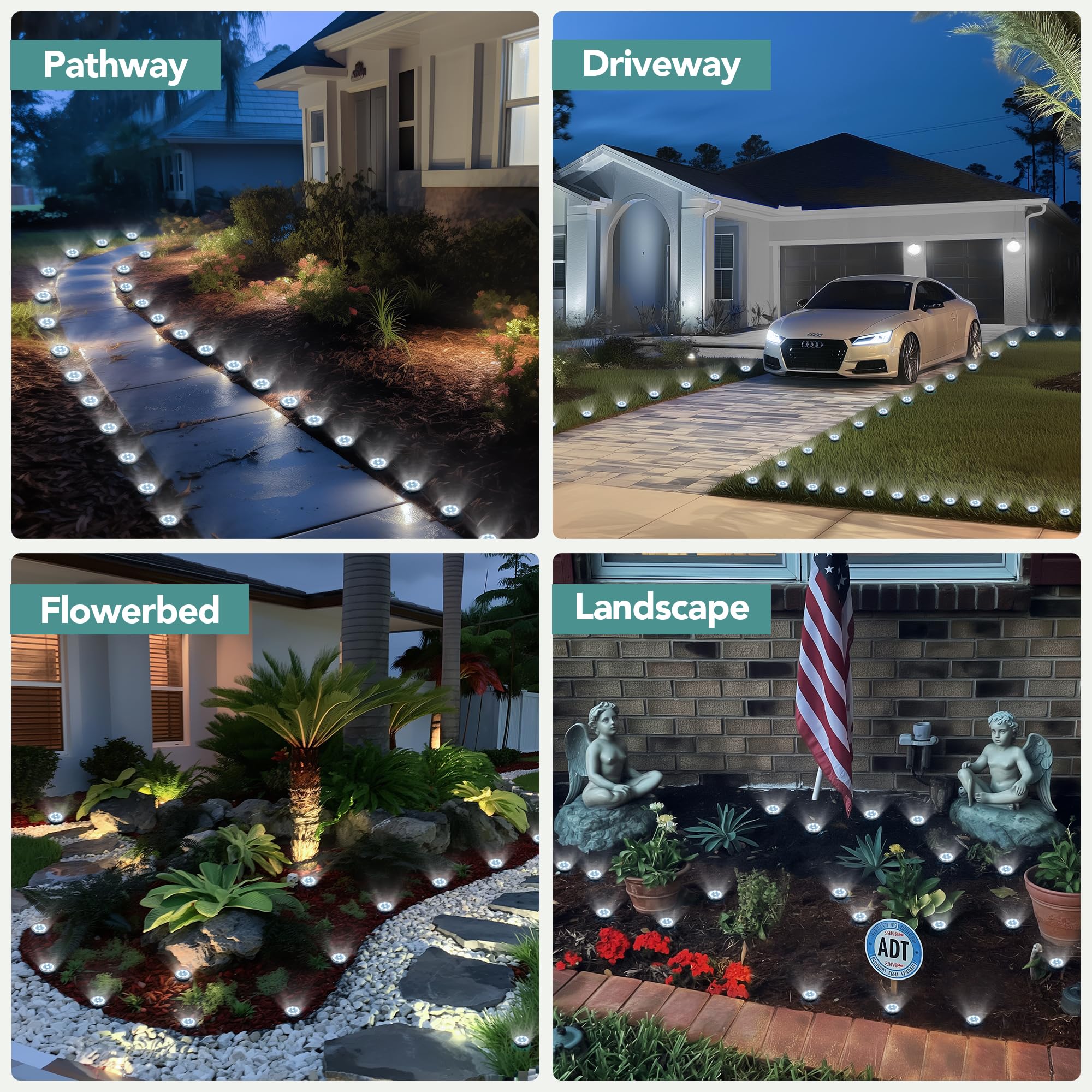 SOLPEX 10 Pack Mini Solar Ground Lights - Waterproof Outdoor Solar Pathway Lights for Garden, Yard, Driveway & Walkway - Cool White LED Landscape Lighting - Perfect for Patio, Deck, Lawn & Backyard Decor
