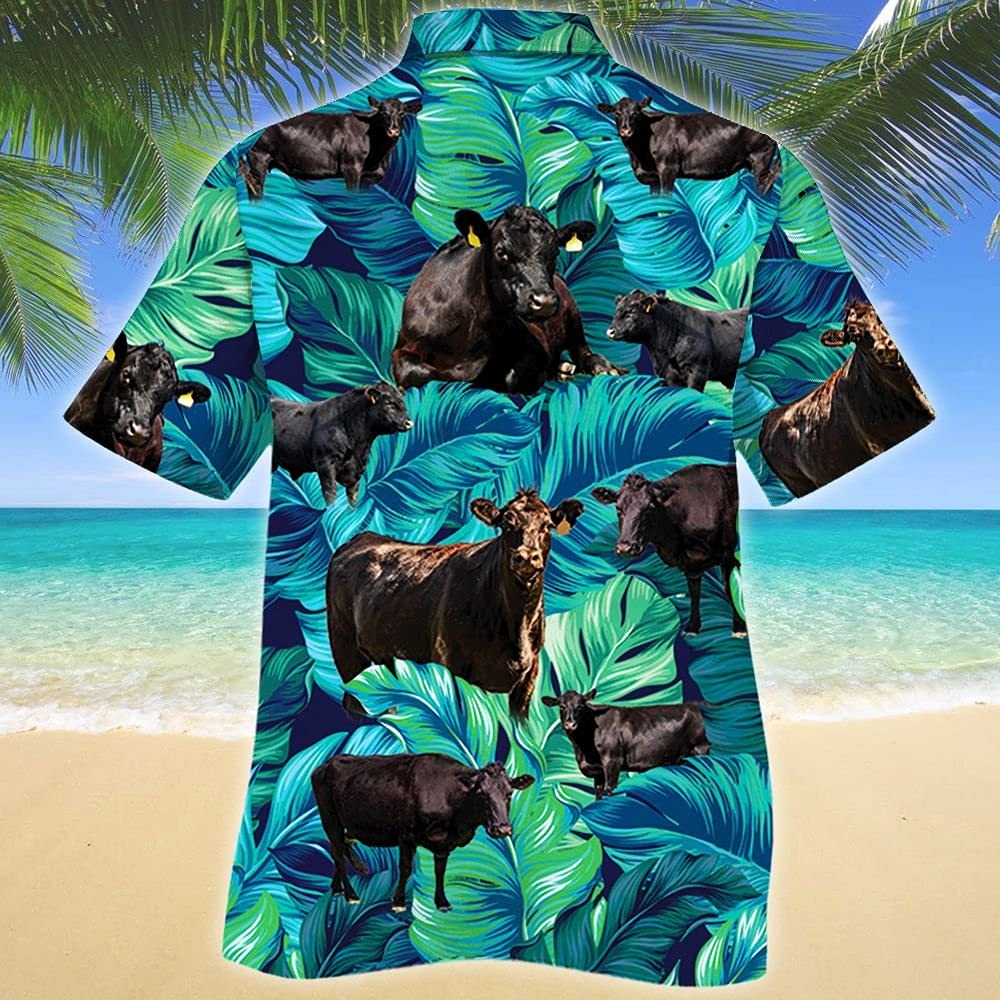 Men's Hawaiian Shirts - Tropical Cow Print Casual Short Sleeve Button Down Shirt | Beach Party, Summer Vacation & Luau Outfit