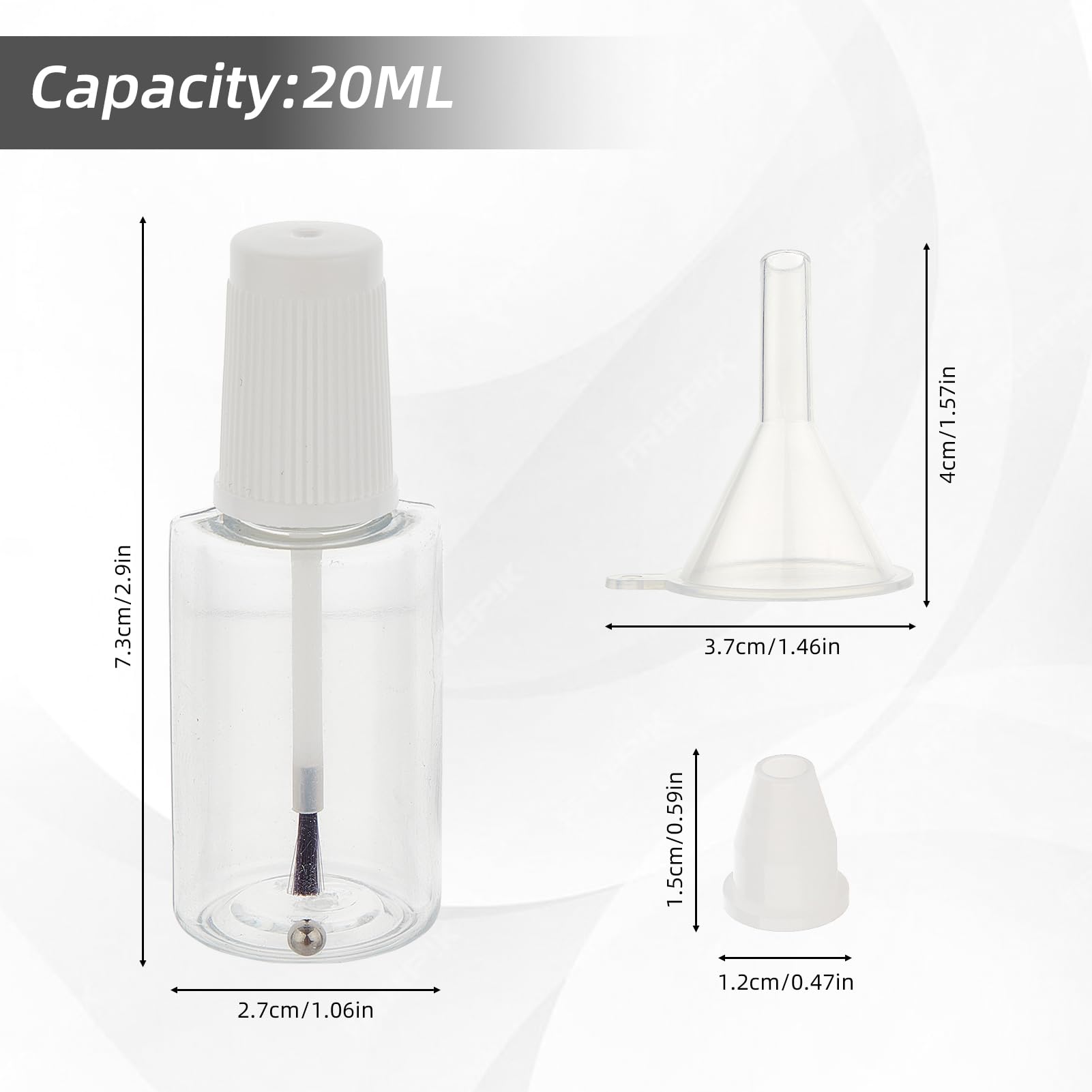 Refillable Empty Nail Polish Bottles 20ml with Brush - Clear Plastic Nail Polish Containers for DIY Mixing & Storage - Perfect for Nail Artists, Salons & Home Manicure Kits