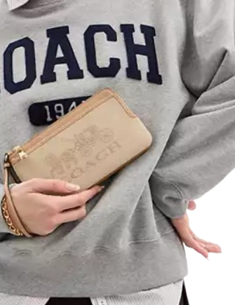 Coach Double Zip Wallet with Horse and Carriage Design - Stylish Leather Card Holder for Women & Men | Perfect for Travel, Work & Everyday Use