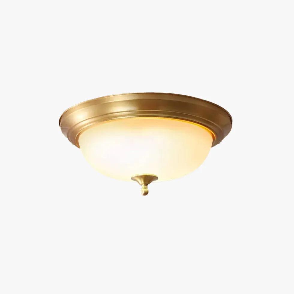 Vintage Gold Flush Mount Ceiling Light - Retro Bowl Shaped Fixture for Living Room, Bedroom & Dining Room Lighting