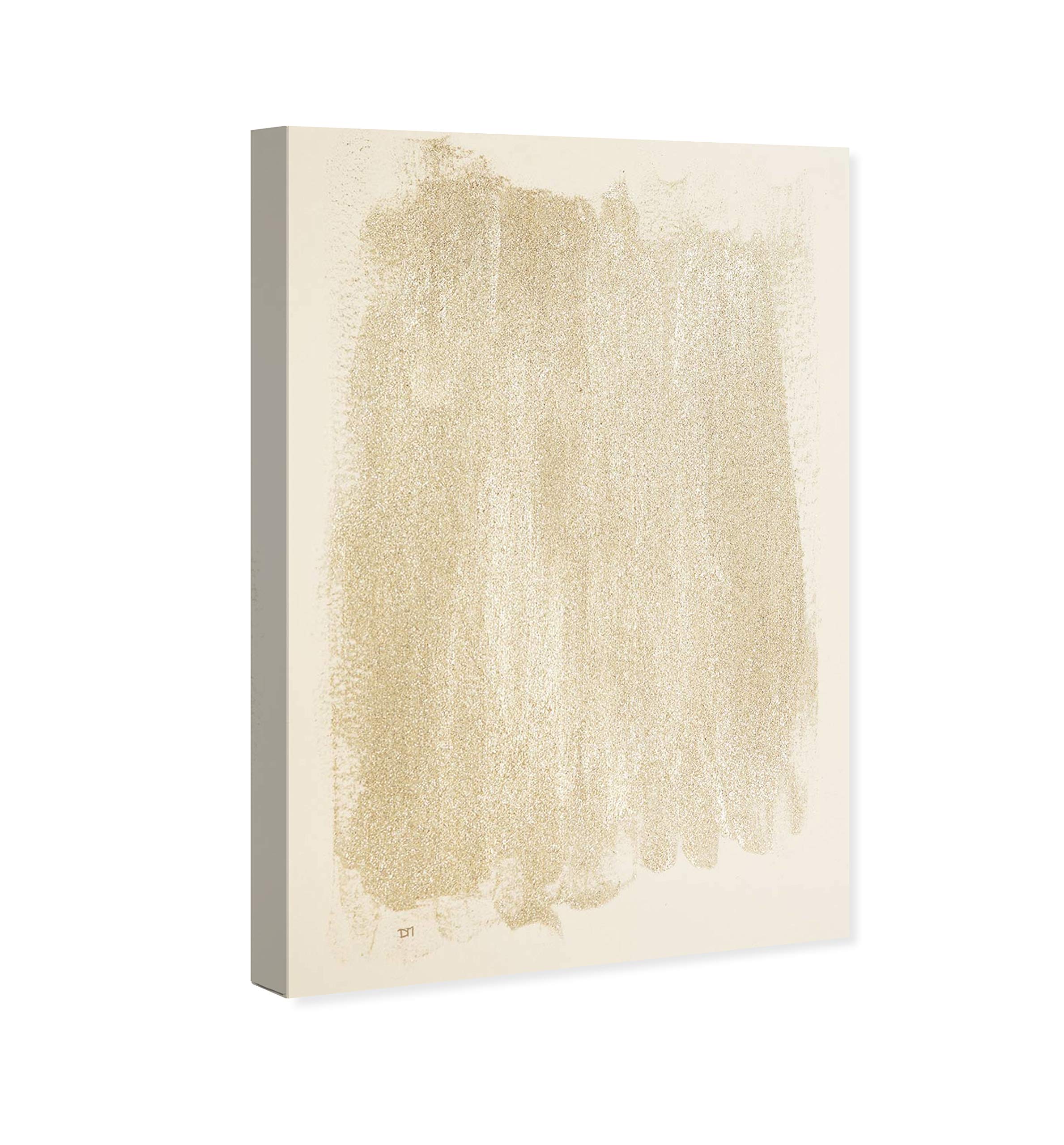 Oliver Gal Artist Co. Abstract Glitter Waterfall Wall Art Canvas Print - 16x24 Inches, White & Brown Framed Home Decor - Perfect for Living Room, Bedroom & Office