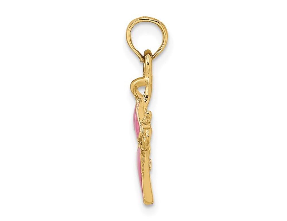 14K Yellow Gold Pink Enamel Bikini Charm Pendant Necklace for Women - Elegant Beach Jewelry Gift for Swimwear & Summer Fashion Accessories
