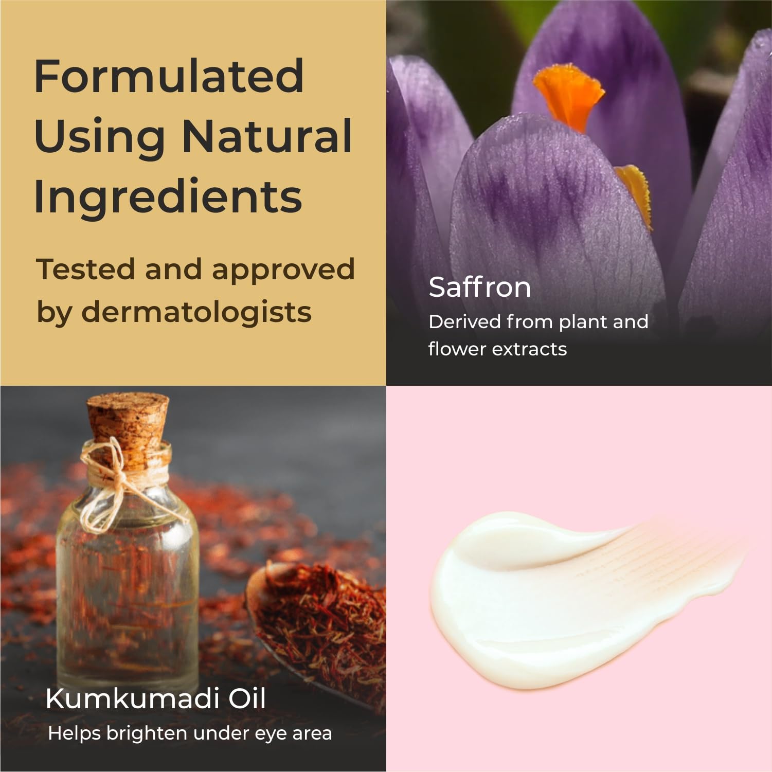 AURAVEDIC Kumkumadi Tailam Under Eye Cream for Dark Circles - 50g Ayurvedic Eye Treatment for Men & Women | Reduce Puffiness & Brighten Skin | Perfect for Night Routine & Travel Skincare