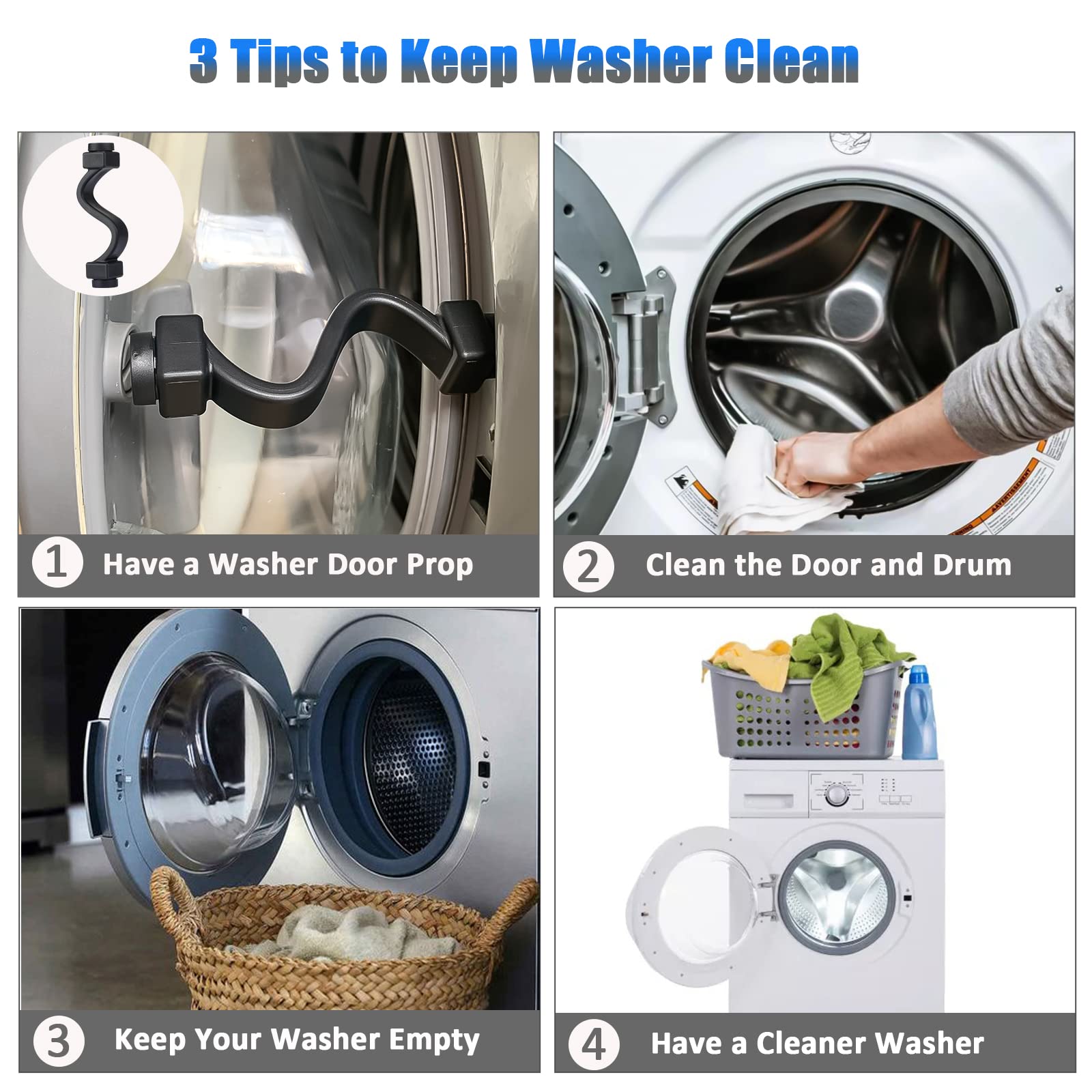 Magoog Front Load Washer Door Holder - Keep Washer Door Open for Ventilation & Prevent Mold - Universal Washing Machine Door Prop for LG, Samsung, Whirlpool (Black) - Perfect for Laundry Rooms & Small Spaces