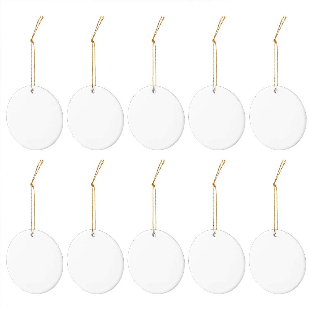 10-Piece Sublimation Blanks Ceramic Disc Ornaments - 3