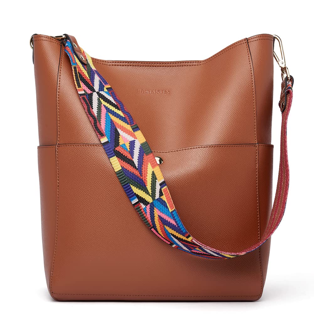 BOSTANTEN Women's Leather Handbag - Stylish Tote Purse & Shoulder Bucket Bag for Work, Travel & Everyday Use | Fashion Designer Handbags for Women