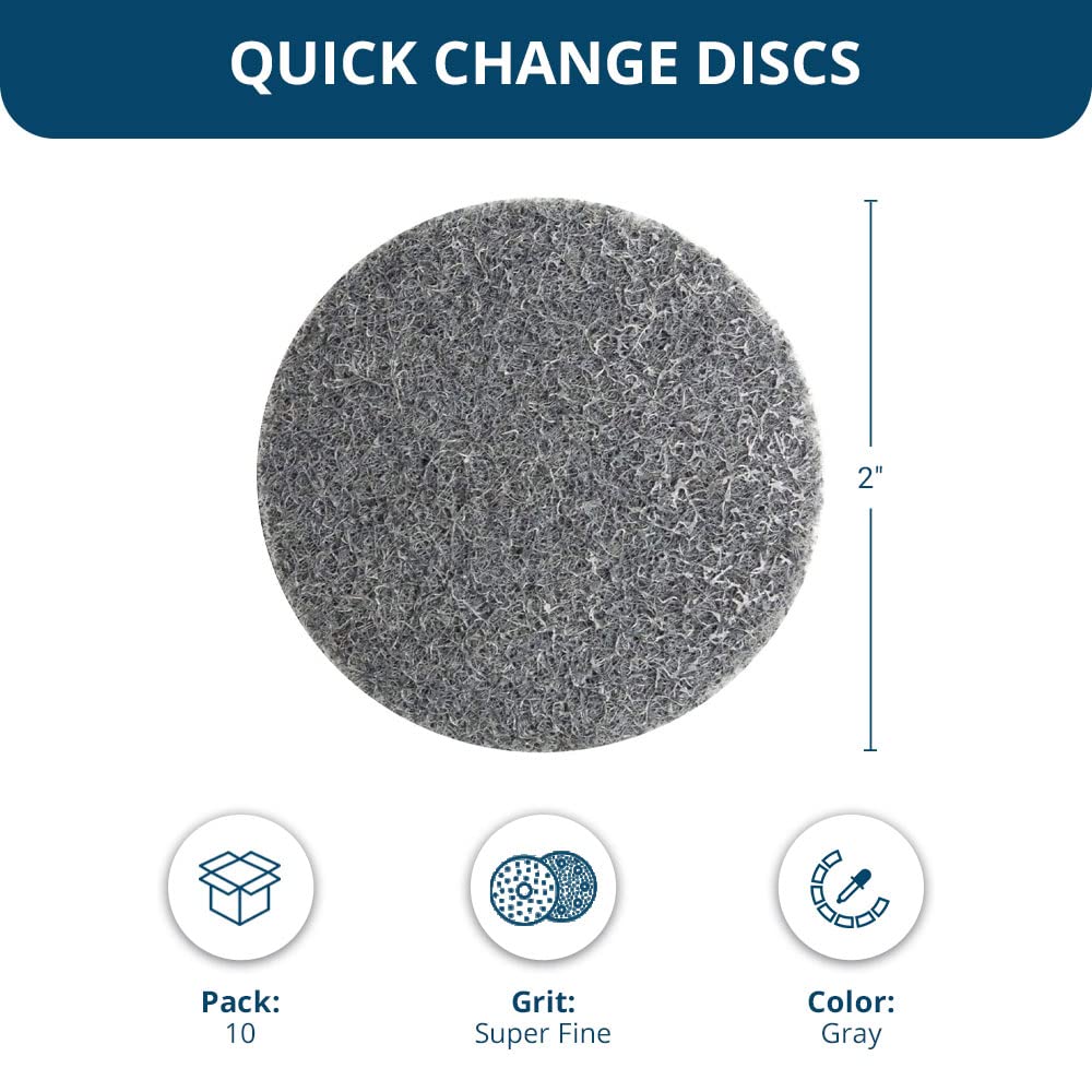 Benchmark Abrasives 2 Inch Sanding Discs - 10 Pack Quick Change Silicon Carbide Sanding Wheels for Drill & Die Grinder - Perfect for Surface Preparation, Paint Stripping, Metal Polishing & Wood Sanding - Grey Color