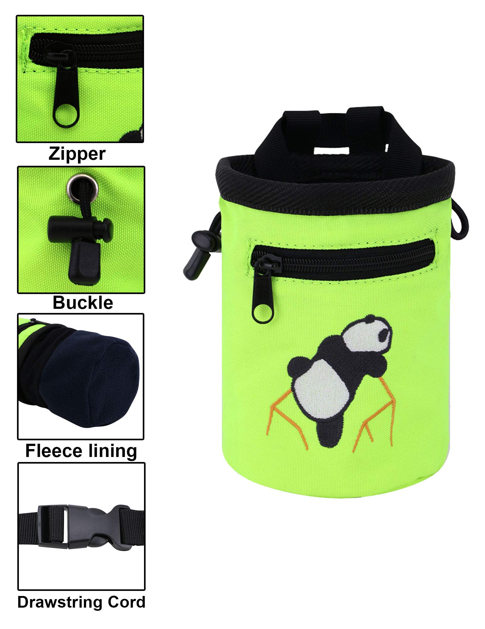 AMC Rock Climbing Chalk Bag with Adjustable Belt - Panda Design for Bouldering & Gym Training - Perfect for Outdoor Climbing, Fitness Workouts & Yoga Sessions