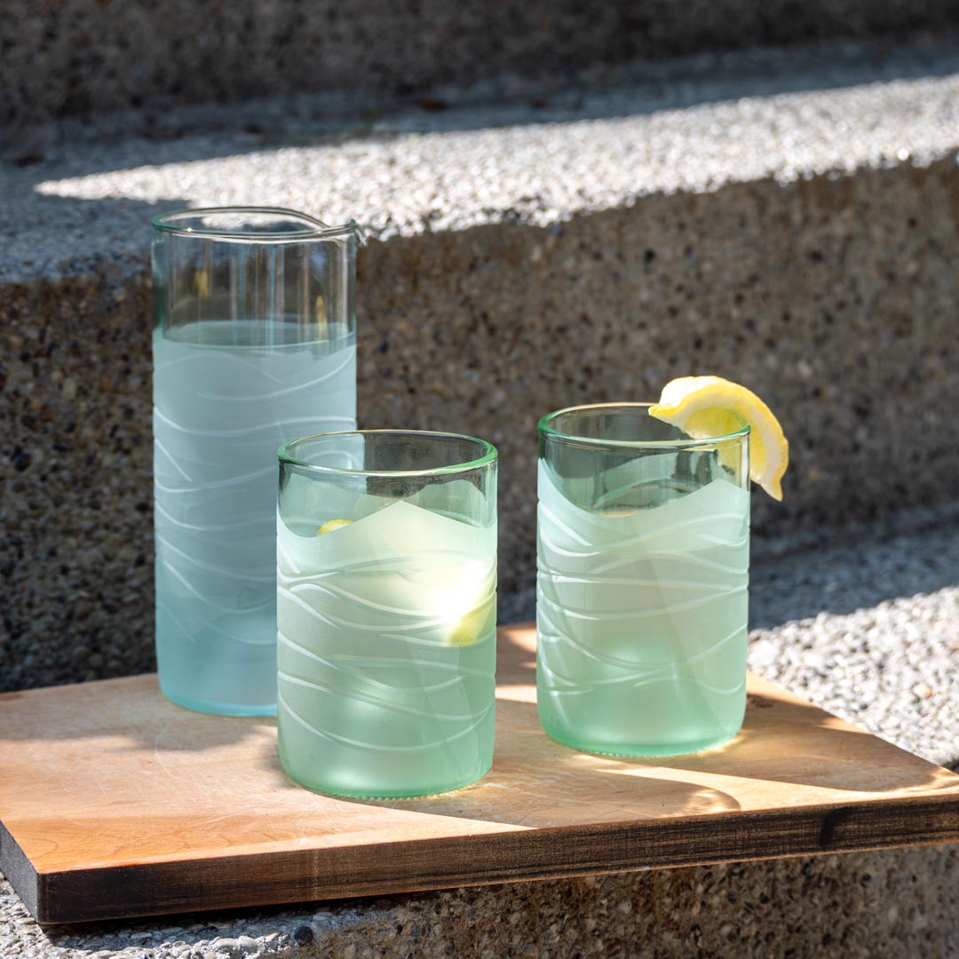 Premium 16oz Glacier Glass Water Pitcher Set of 4 - BPA-Free, Durable & Elegant Pitchers for Iced Tea, Lemonade, Juice & Water - Perfect for Parties, Restaurants & Home Use