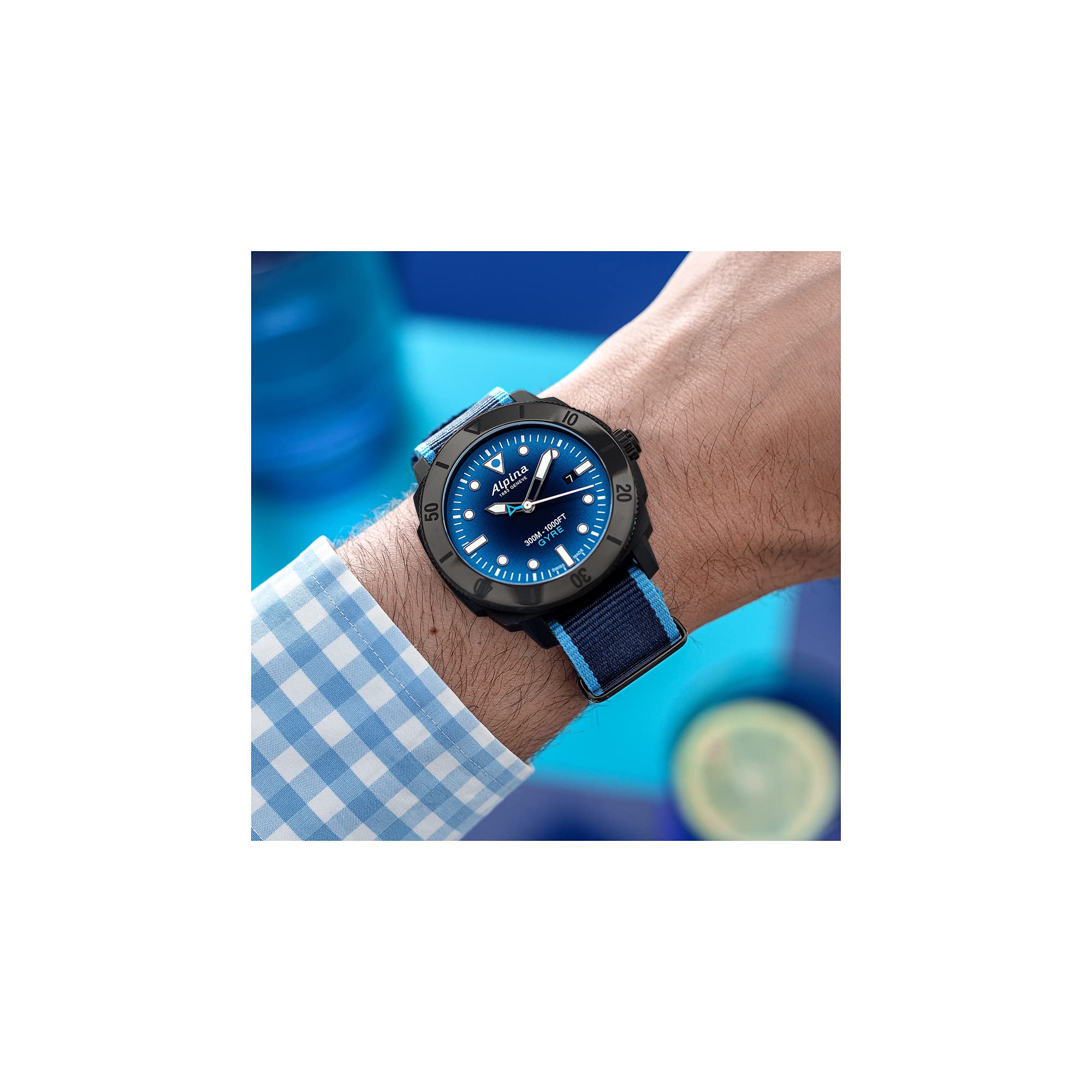 Alpina Seastrong Diver Gyre Limited Edition Swiss Automatic Watch - Recycled RPET Case & Strap, 3-Hand Date, Sapphire Crystal, Luminous Markers, 38-Hour Power Reserve - Perfect for Diving, Water Sports & Everyday Wear