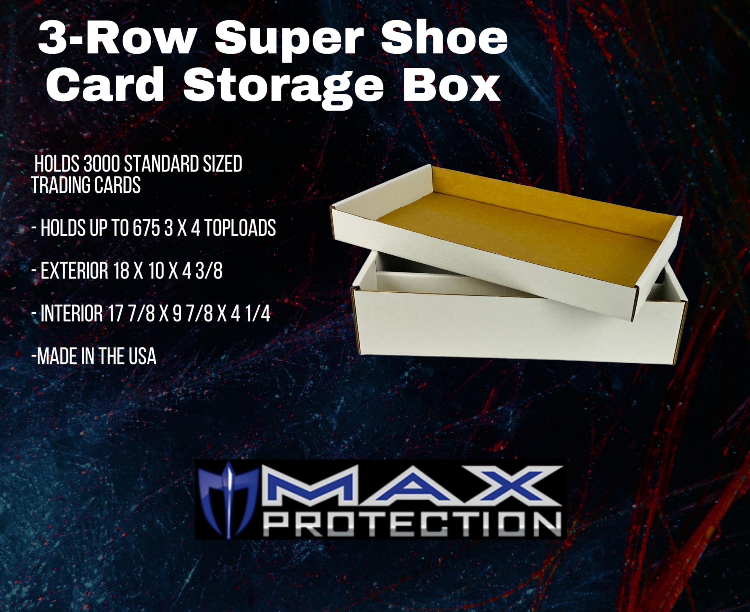 Max Protection Super Shoe 3-Row Trading Card Storage Box - Holds 3000 Cards & 600 3x4 Toploaders - Durable USA-Made Card Organizer (5-Pack) - Perfect for Collectors, TCG Players & Sports Card Storage