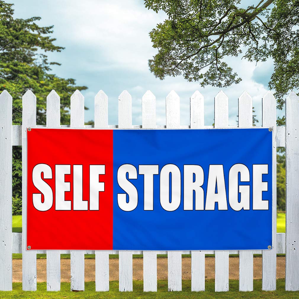 Vinyl Banner Multiple Sizes - Durable Outdoor Weatherproof Business Sign with 8 Grommets (48x96 Inches) - Perfect for Self Storage, Industrial Yard & Commercial Advertising
