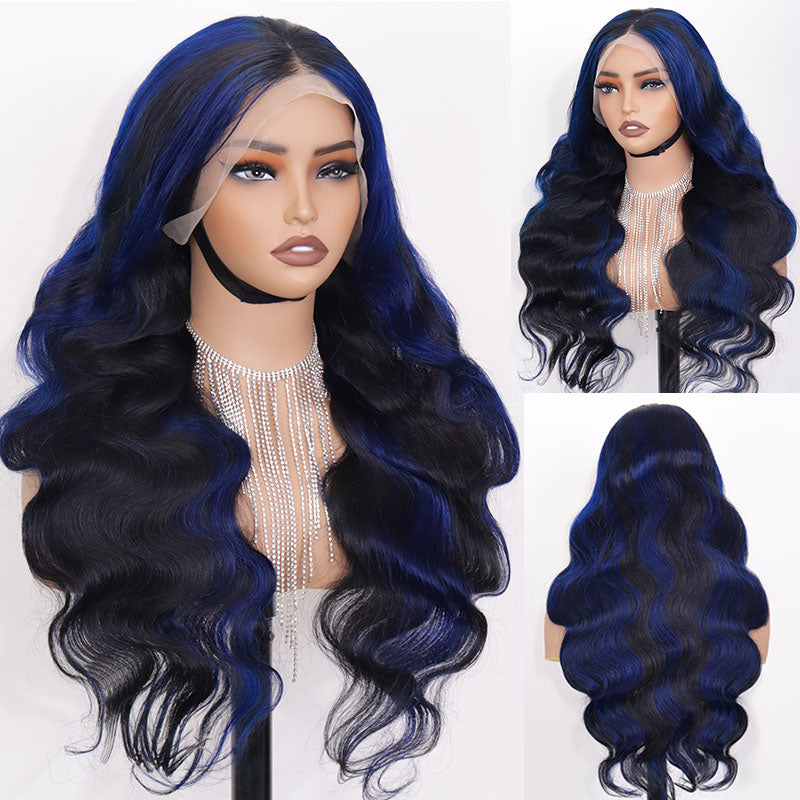 Eullair Body Wave Balayage Highlights Lace Front Wig - Rose Pink, Blue, Green Ombre Human Hair - Perfect for Cosplay, Parties & Daily Wear | @queenleora Recommended
