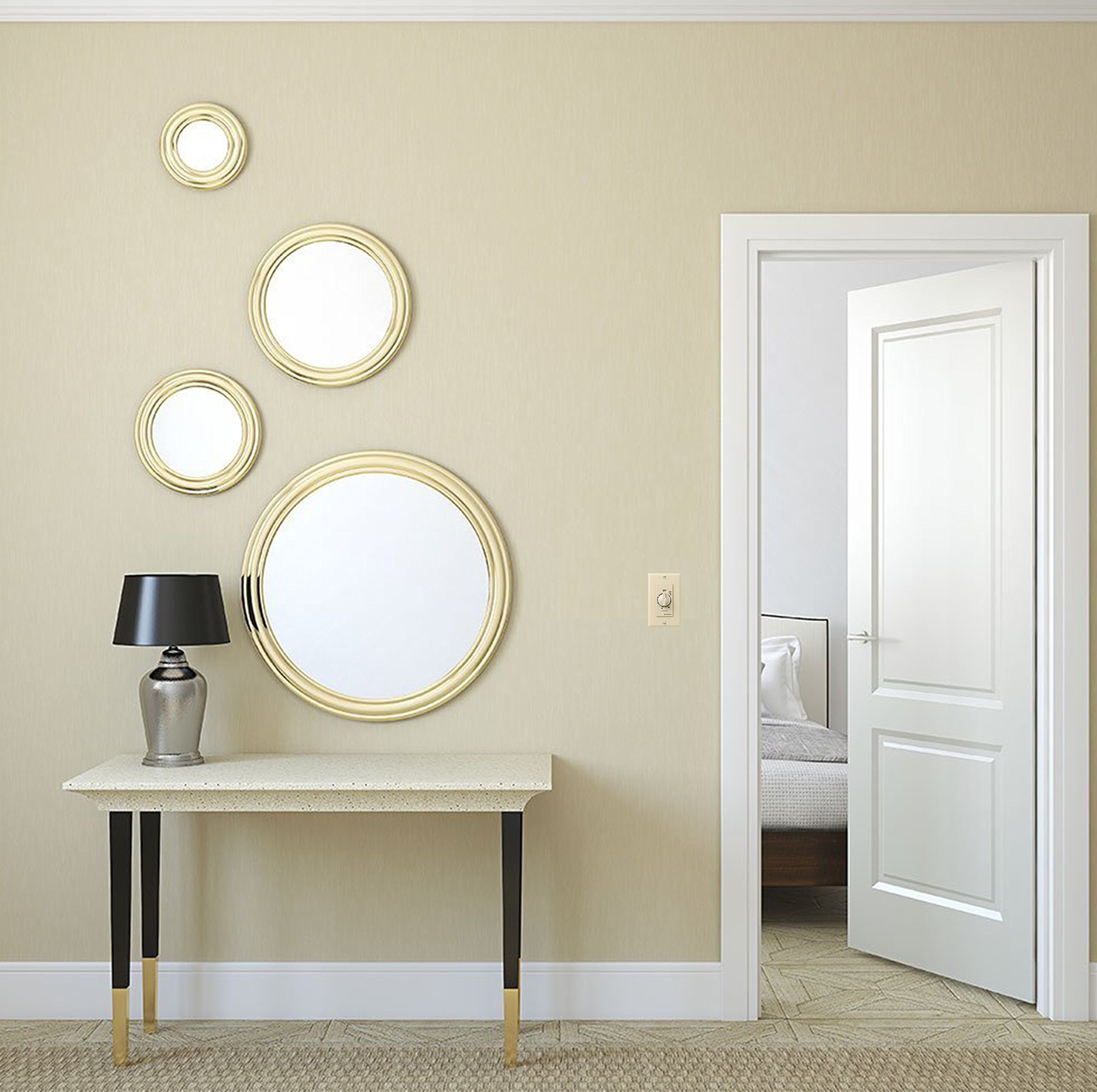 Intermatic FD60MH 60-Minute Spring-Loaded Mechanical Wall Timer for Fans, Lights & Appliances - Ivory White - Perfect for Bathrooms, Bedrooms & Home Automation