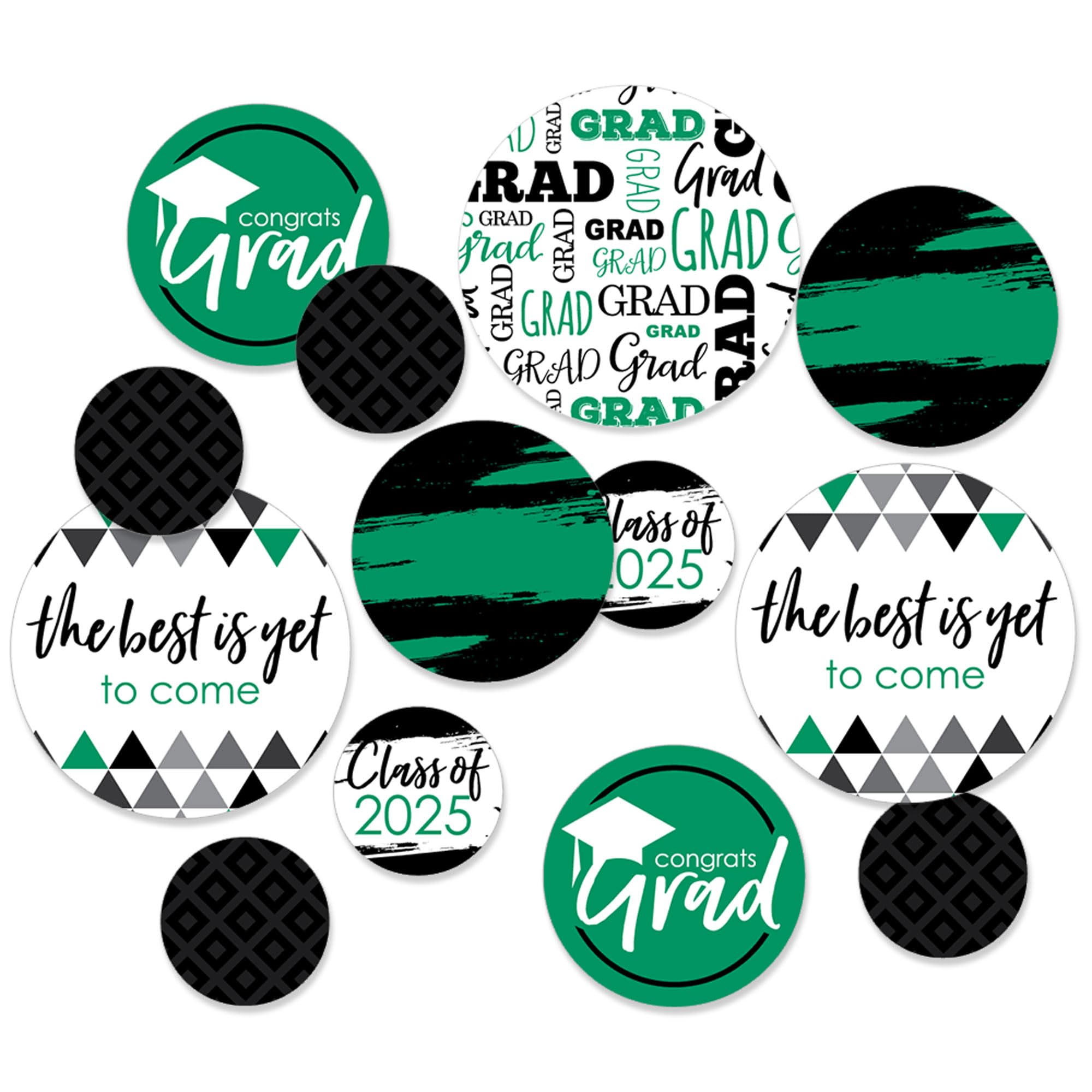 Big Dot of Happiness 2025 Green Graduation Party Giant Circle Confetti - 27-Pack Large Eco-Friendly Confetti for Graduation Decorations, Party Supplies & Photo Backdrops - Perfect for Graduation Ceremonies, School Events & Celebration Decor
