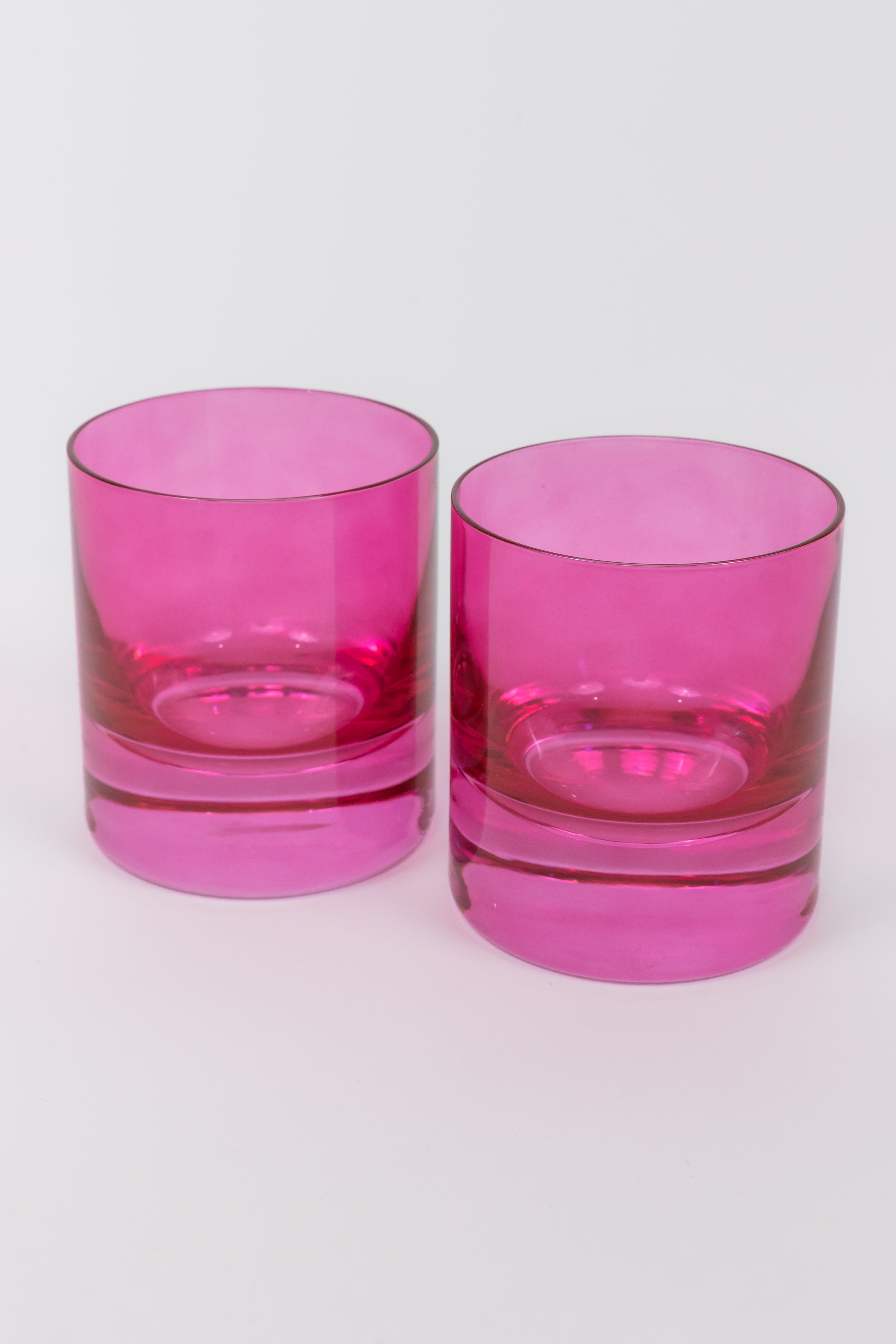 Estelle Colored Rocks Glass Set of 2 - Fuchsia Pink Cocktail Glasses for Whiskey, Bourbon & Scotch - Perfect for Home Bar, Parties & Gifts