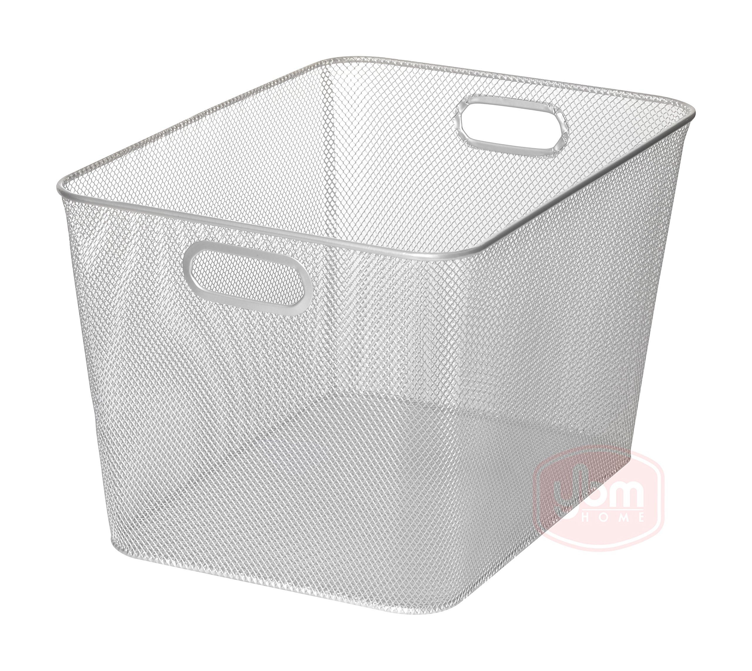 YBM Home Mesh Wire Storage Basket - Multipurpose Steel Wire Organizer for Shelves, Pantry, Kitchen, Office & Laundry | Perfect for Organizing Supplies, Toiletries & Household Items | Space-Saving Storage Solution for Home & Office Use