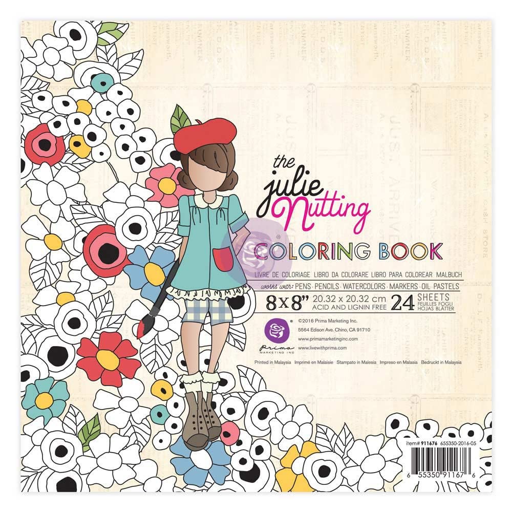 Prima Marketing Julie Nutting Coloring Book - 655350911676 | Adult Relaxation & Creative Art Therapy | Perfect for Stress Relief, DIY Crafts & Gift Ideas