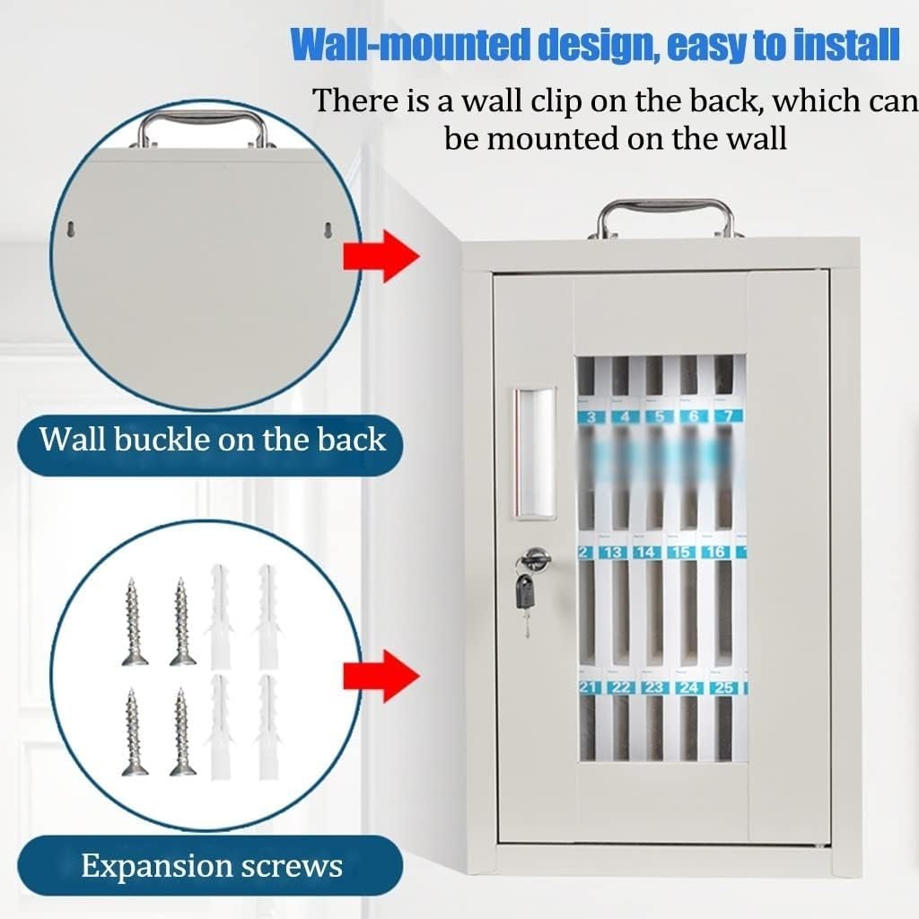 Lockable Wall-Mounted Phone Storage Cabinet with Handle - Secure Cell Phone Deposit Box for Schools, Offices & Retail Stores (48 Capacity) - Perfect for Classroom Management, Employee Phone Policy & Customer Device Storage