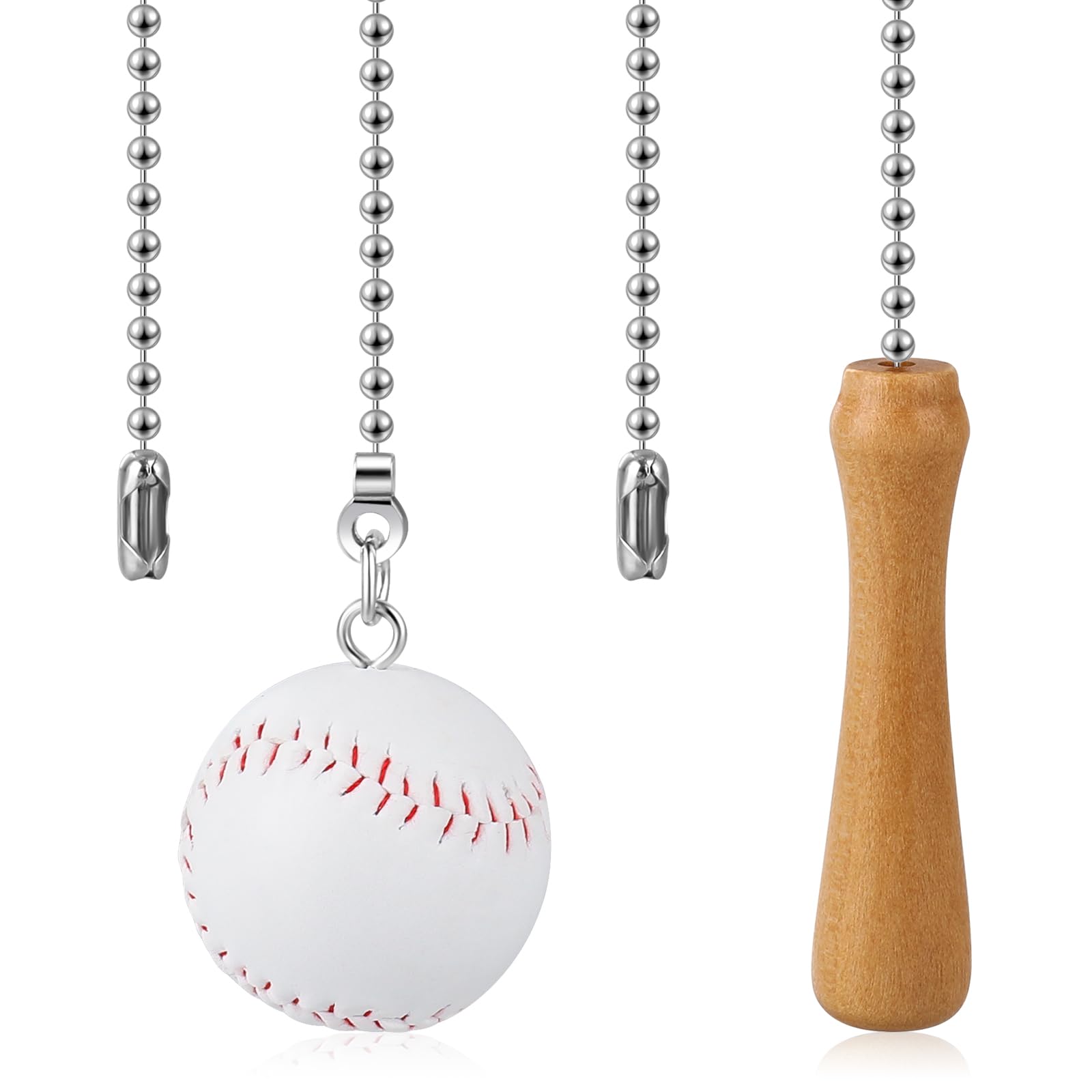 Baseball Ceiling Fan Pull Chain - 12 Inch Decorative Fan Pull Extender with Baseball Pendant for Ceiling Light & Lamp - Perfect for Sports Themed Bedrooms, Man Caves, and Baseball Fan Gifts