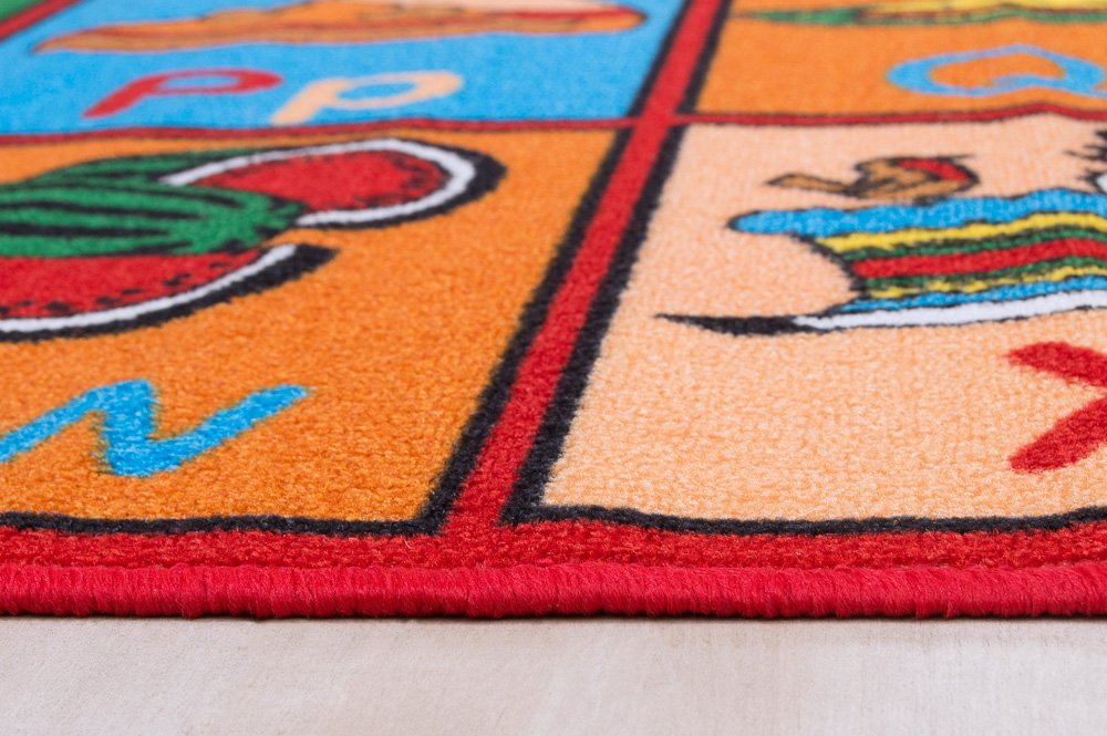 HR Kids Educational ABC Food & Fruits Learning Rug - Non-Slip Rubber Back Play Mat for Toddlers | Colorful Alphabet & Nutrition Playtime Mat for Nursery, Classroom & Playroom