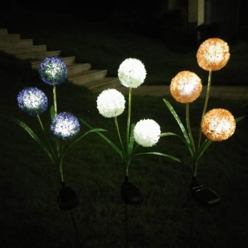 Uonlytech Solar Dandelion Lights Outdoor - 3 Pack Waterproof LED Solar Garden Lights for Patio, Lawn, Pathway Decoration | Weather-Resistant Solar-Powered Night Lights (Orange) - Perfect for Backyard, Wedding, Landscape Lighting