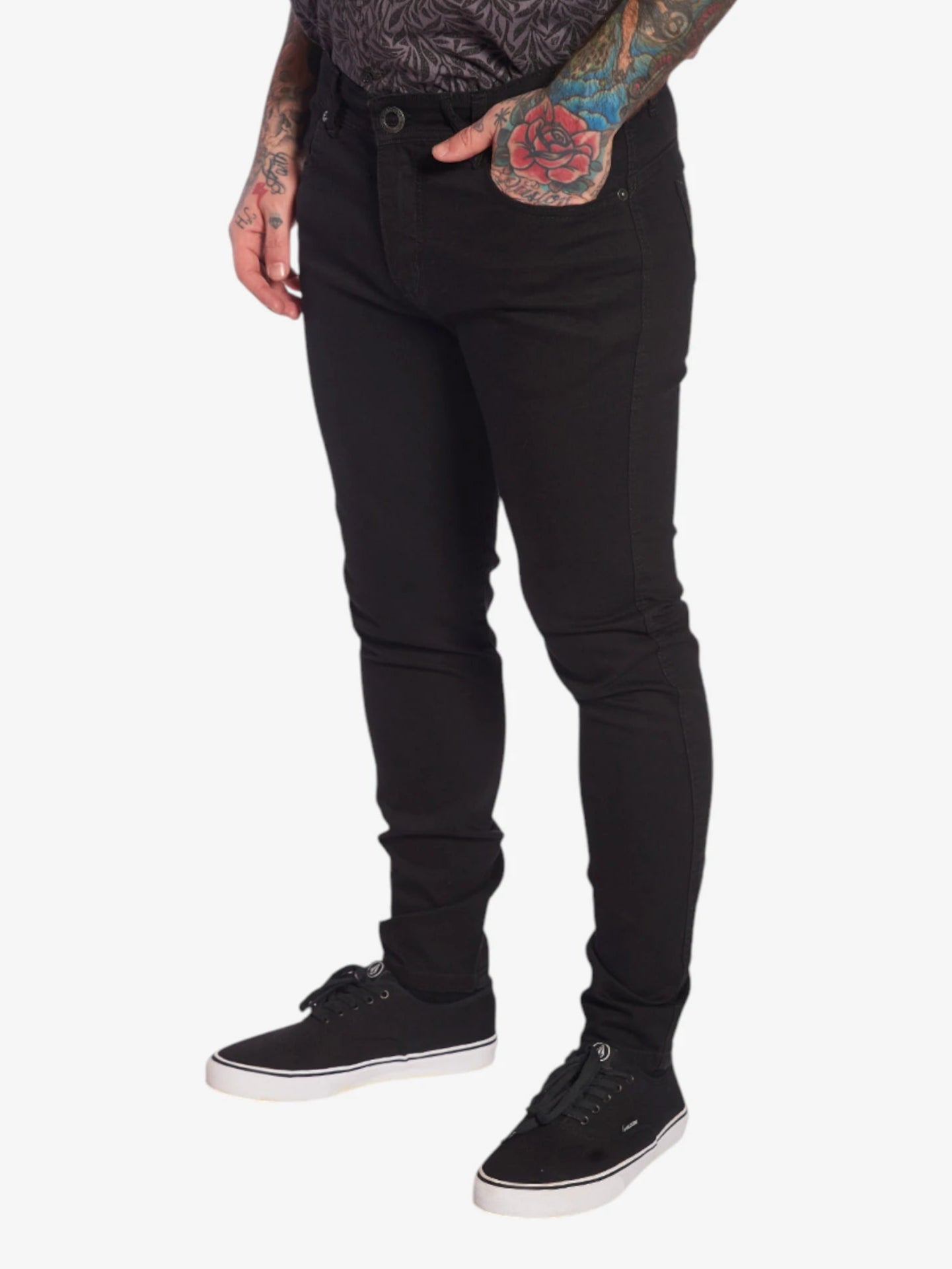 Volcom 2x4 Stone Wash Black Jeans for Men - Stylish Slim Fit Denim Pants for Casual Wear, Street Fashion & Everyday Outfits
