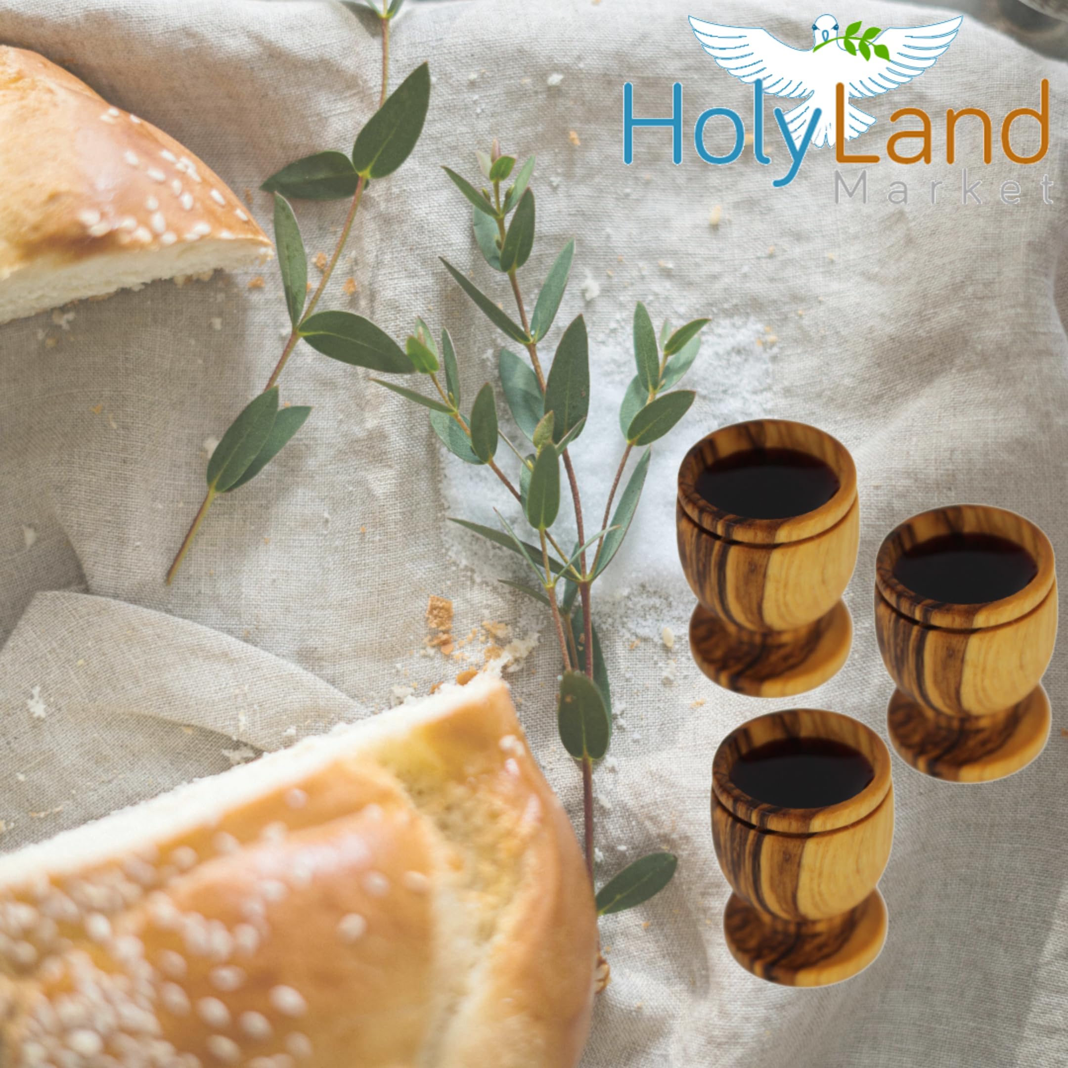 Holy Land Market Olive Wood Small Chalice - Handcrafted Communion Cup for Church, Wine Goblet (Set of 100) - Perfect for Religious Ceremonies, Weddings & Special Occasions