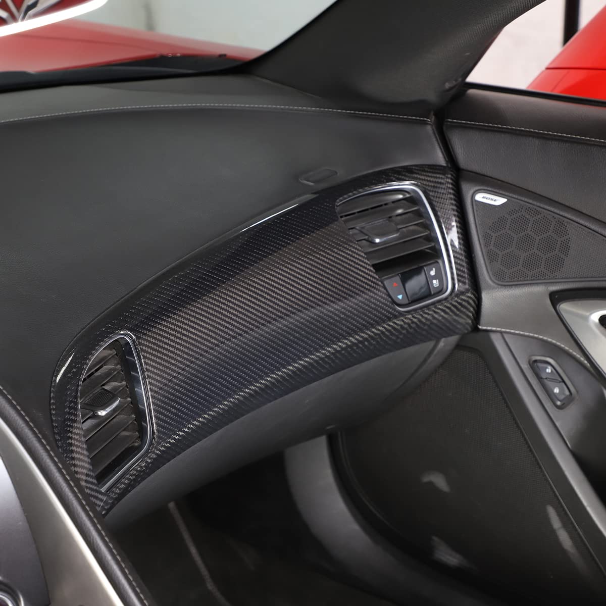 Premium ABS Chrome & Real Carbon Fiber Dashboard Panel Cover for Chevrolet Corvette C7 (2014-2019) - Interior Car Accessories Upgrade for Stylish Protection & Luxury Look