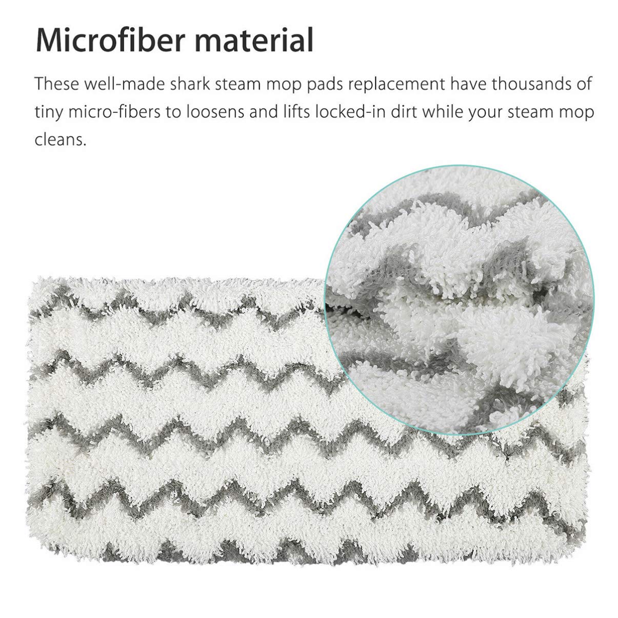VOSAREA 3-Pack Washable Cotton Mop Replacement Pads for Steam Mops - White, Durable & Absorbent Cleaning Cloth Refills for Floors, Tiles & Hardwood - Perfect for Home, Kitchen & Bathroom Cleaning