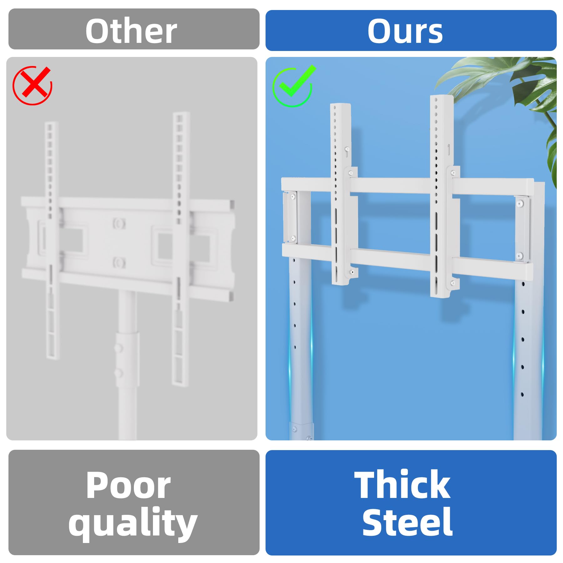 Adjustable Rolling TV Stand for 32-75 Inch TVs - Foldable Table, Tilt & Height Adjustable, 3 Storage Shelves, 150 lbs Capacity, White - Perfect for Living Room, Bedroom, Outdoor Patio & Entertainment Spaces