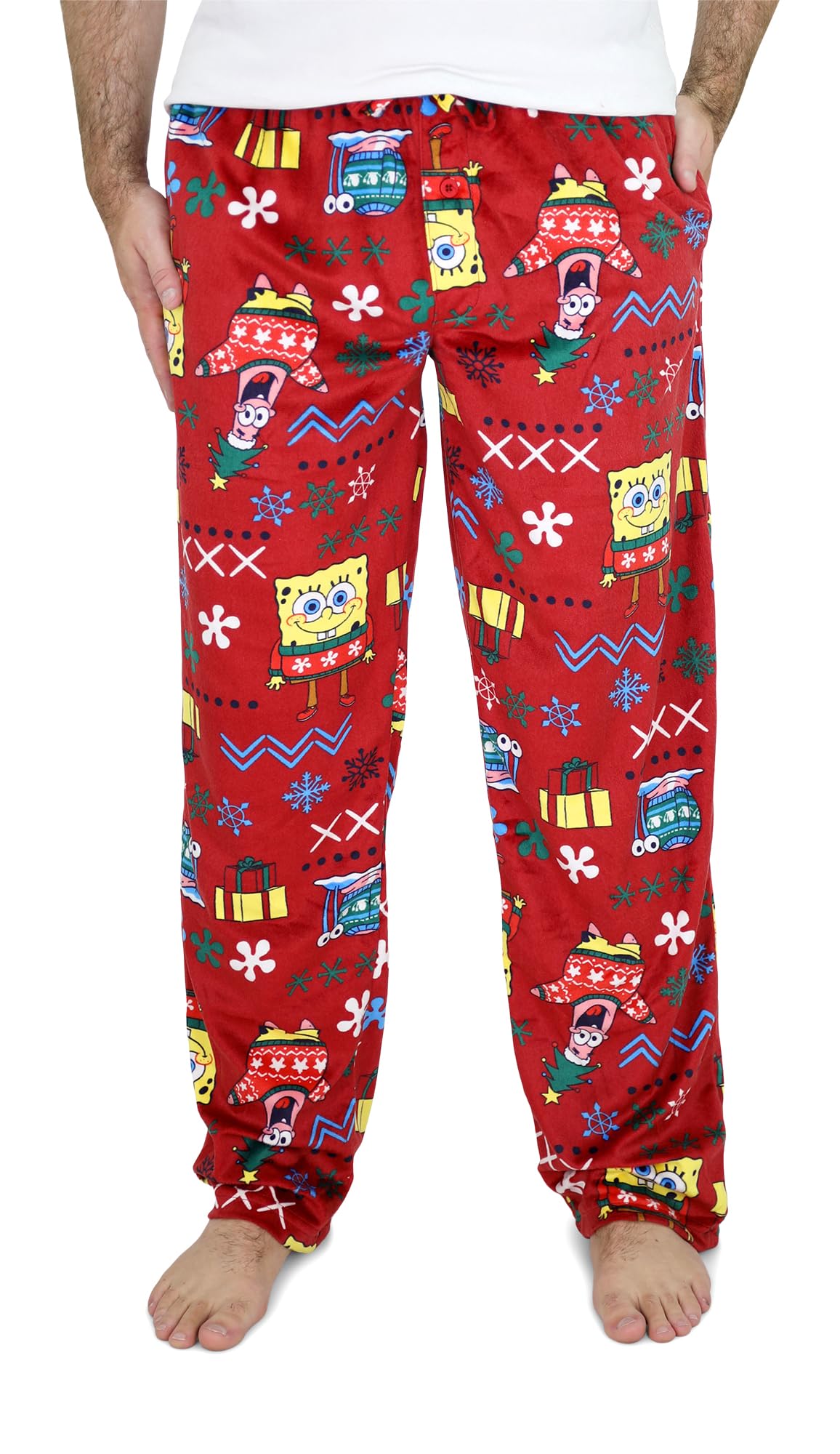 SpongeBob SquarePants Fleece Pajama Pants for Men - Soft & Comfortable Adult Sleepwear - Perfect Christmas Gift & Holiday Lounge Wear for Fans