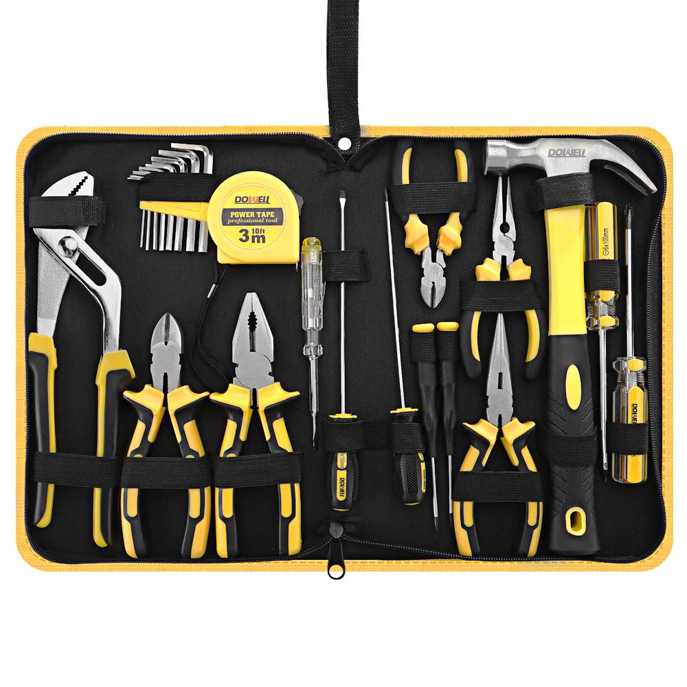 DOWELL 24-Piece Homeowner Tool Set - Complete Home Repair Hand Tool Kit with Durable Portable Tool Bag | Perfect for DIY Projects, Household Repairs & Emergency Fixes