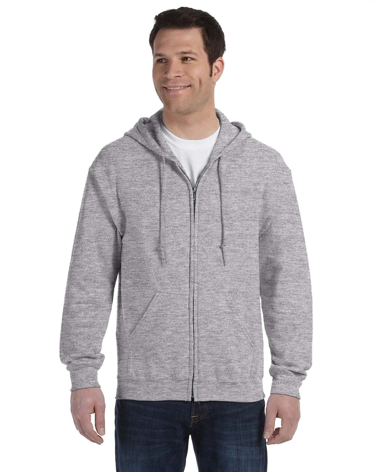 Gildan Heavy Blend Full-Zip Hooded Sweatshirt for Men & Women - Sports Grey, Size S - Comfortable Fleece Jacket for Casual Wear, Gym, Outdoor Activities