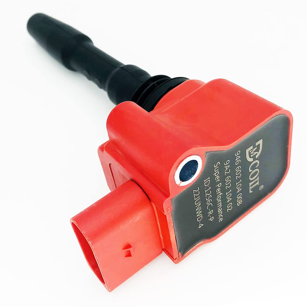 4 Pcs DMCOIL Red High Performance Ignition Coil Packs Compatible With PORSCHE 718 BOXSTER CAYMAN (982) AUDI VW SKODA SEAT 1.8T 2.0T 2.5T EA888 Engine 2013-2023 - Replaces OEM 9A260210401 - Perfect for Performance Upgrades & Engine Tuning