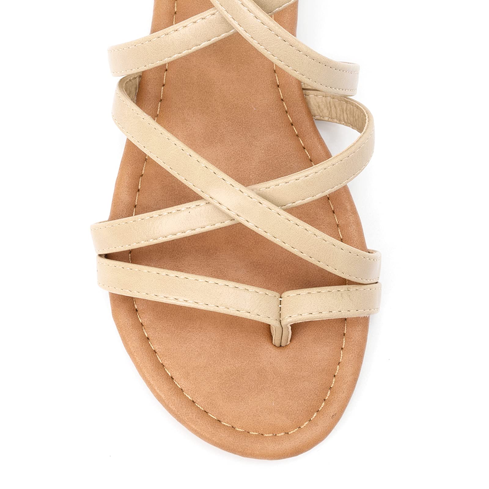 Luffymomo Women's Gladiator Sandals - Flat Fisherman Thong Cross Strappy Summer Sandals for Beach, Vacation & Casual Outfits