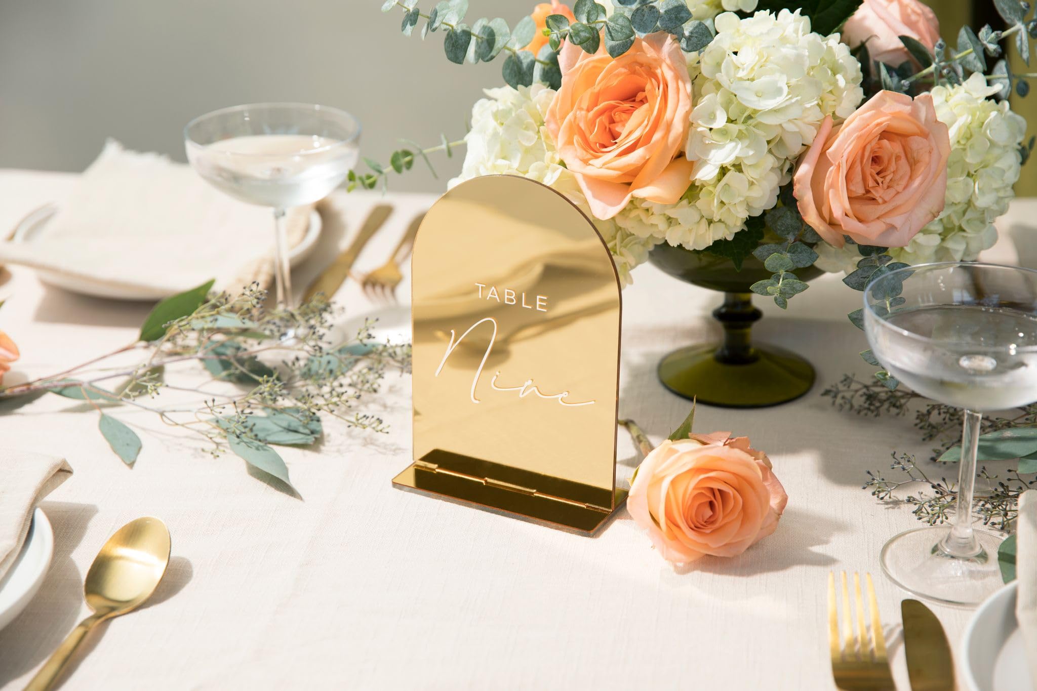 Gold Acrylic Wedding Table Numbers 1-30, Double-Sided Mirror for Reception & Engagement