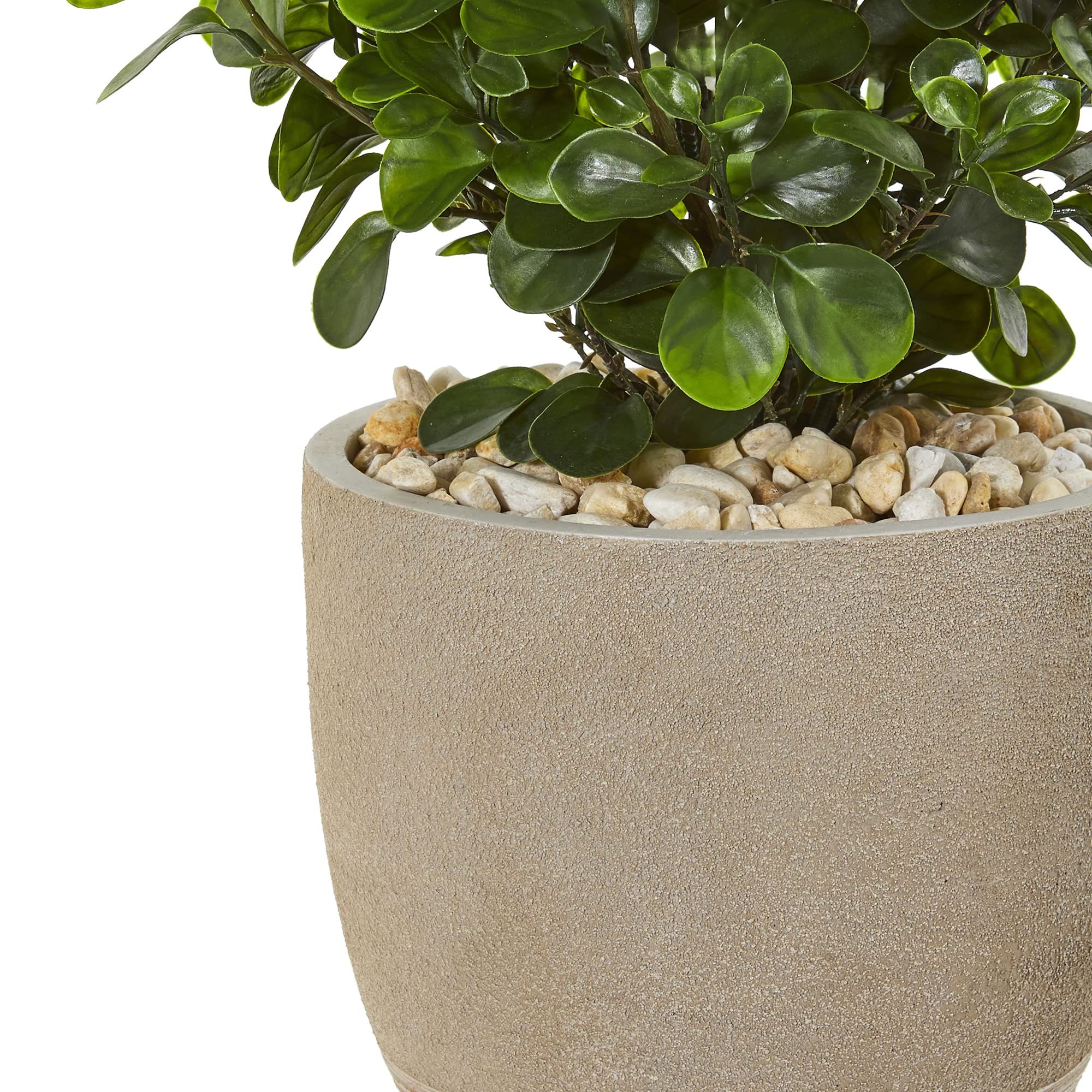 Nearly Natural 30in. UV Resistant Peperomia Artificial Plant in Sand Stone Planter - Indoor/Outdoor Fake Plant for Home Decor, Office, Patio & Garden