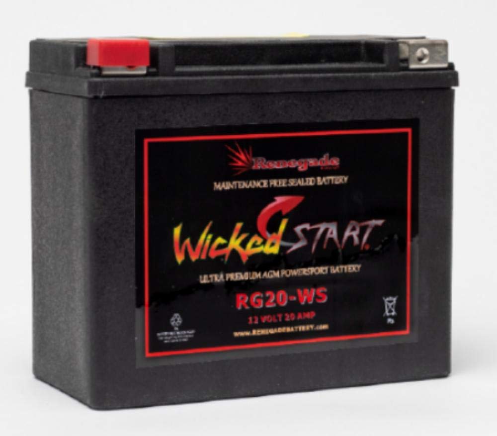 High-Performance ATV Battery RG20-WS - Compatible with Arctic Cat (2008-2017) 1000 EFI H2 4x4 Auto, Mud Pro 1000, Alterra TRV1000, 1000 TRV, 1000 LTD, Thundercat 1000 4x4 Auto - Replaces BTX20-BS, BTX20H-BS, YTX20-BS - Ideal for Off-Road Adventures, Hunting & Winter Riding
